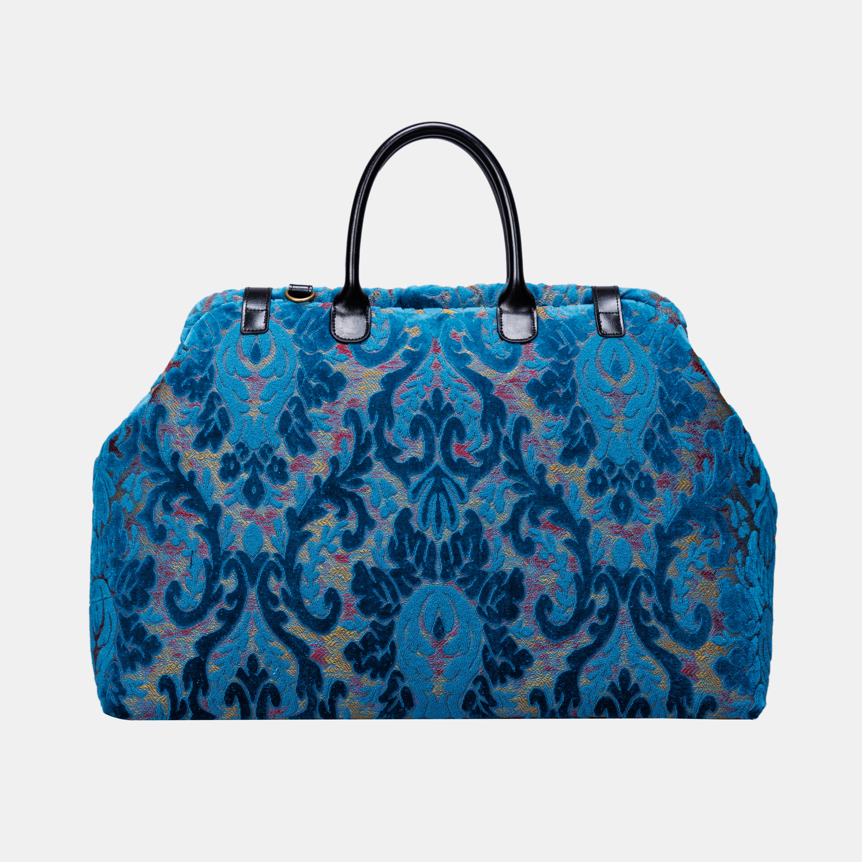 Burnout Velvet Aqua Blue Large Carpetbag MCW Handmade-3