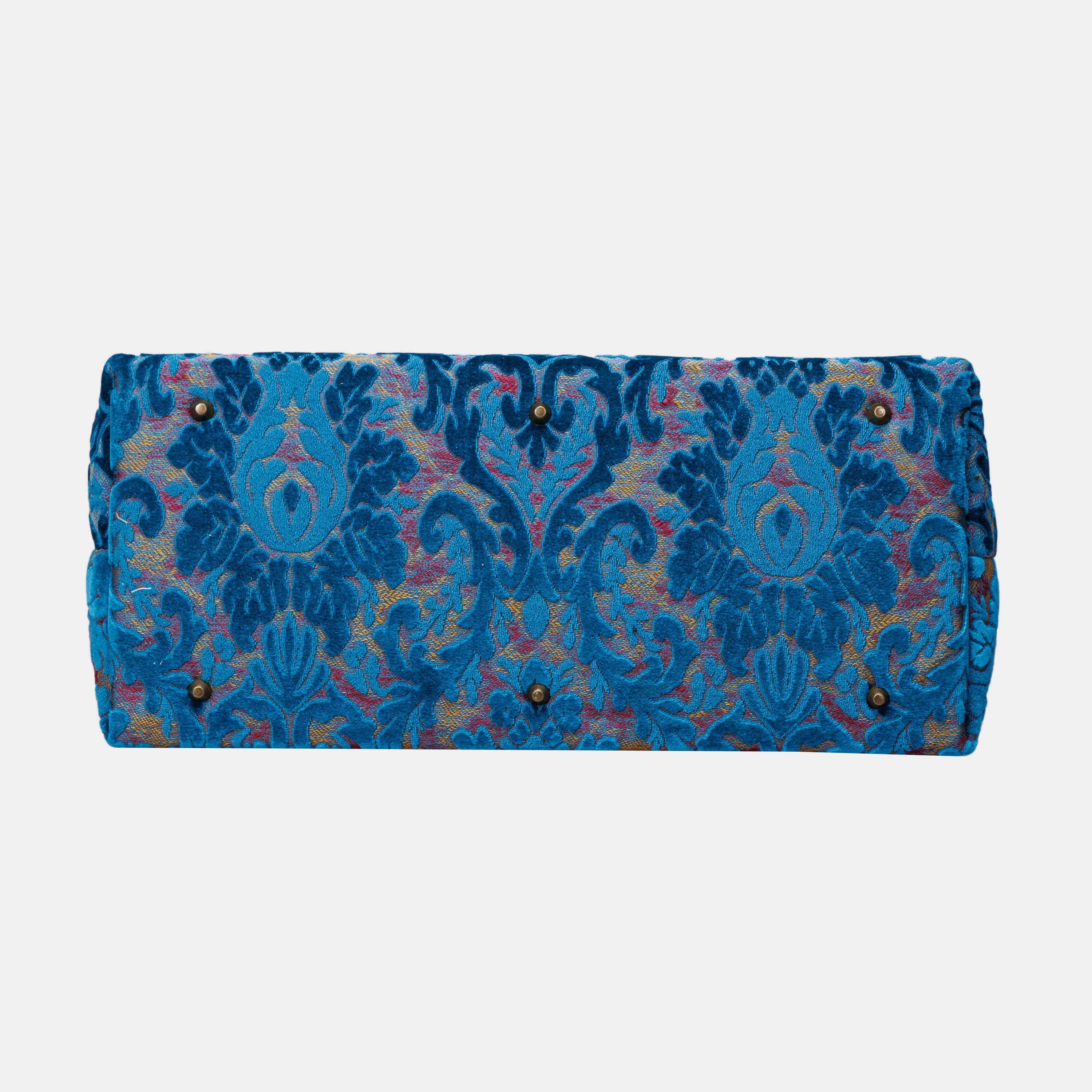 Burnout Velvet Aqua Blue Large Carpetbag MCW Handmade-7