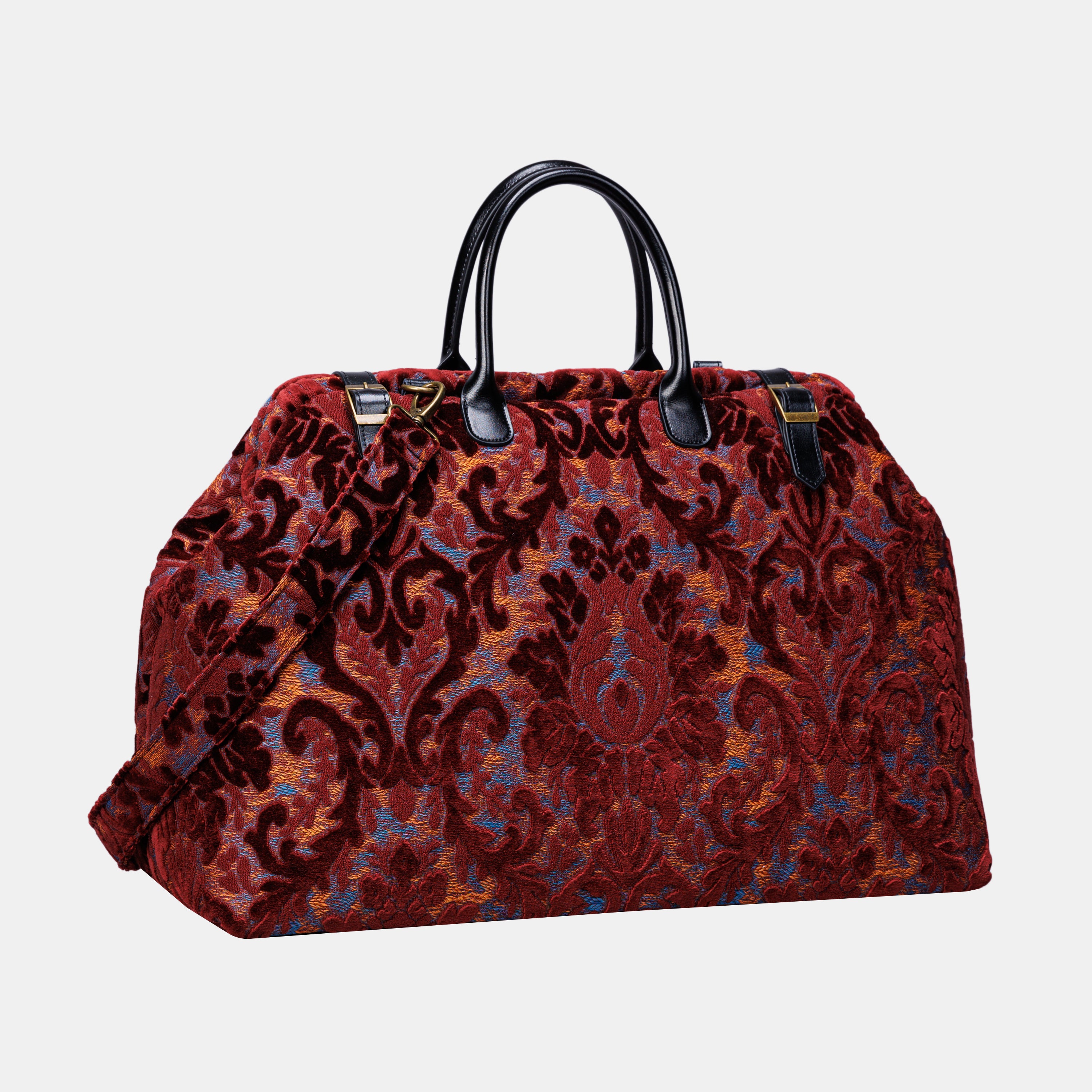 Burnout Velvet Wine Large Carpetbag MCW Handmade-2