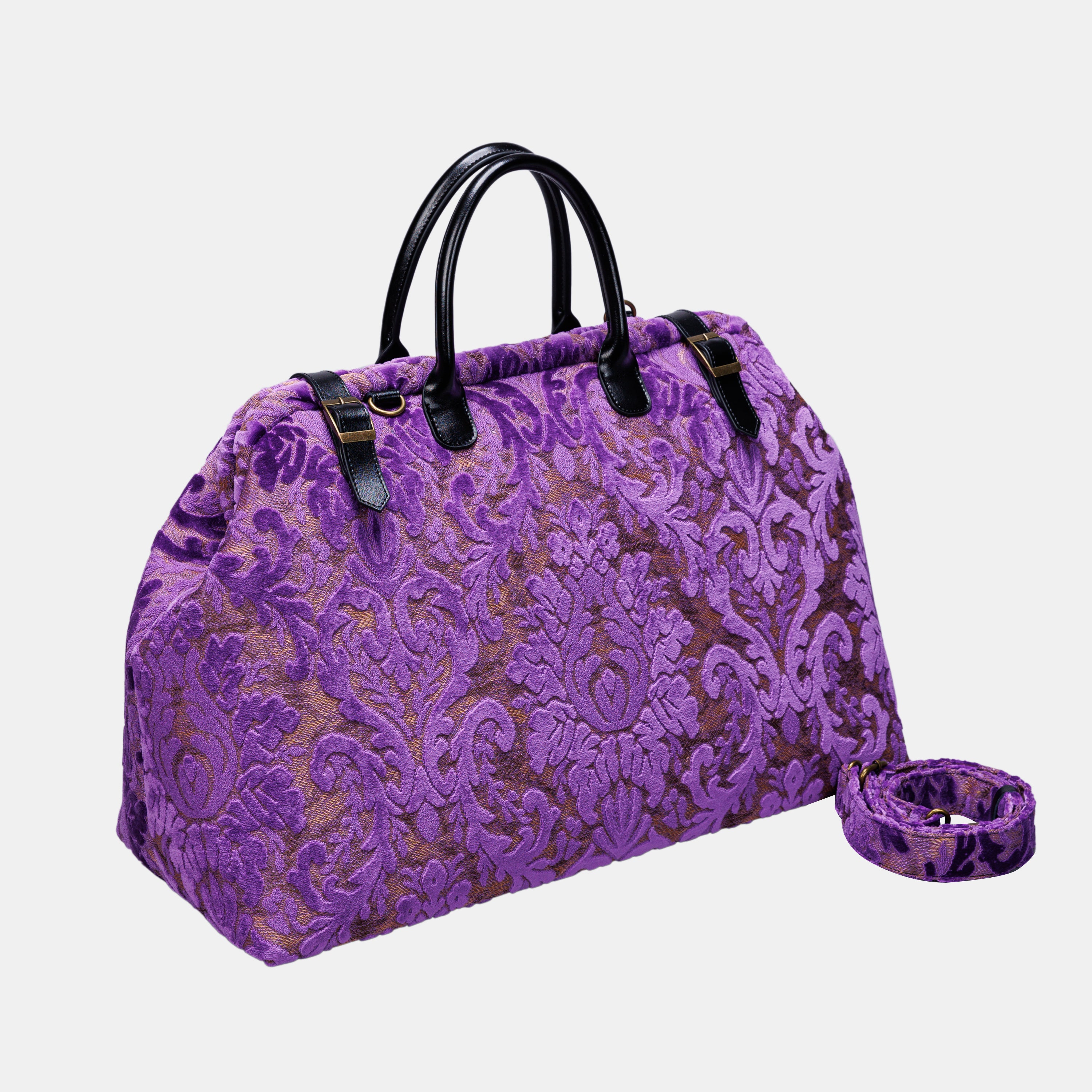 Burnout Velvet Purple Large Carpetbag MCW Handmade-1