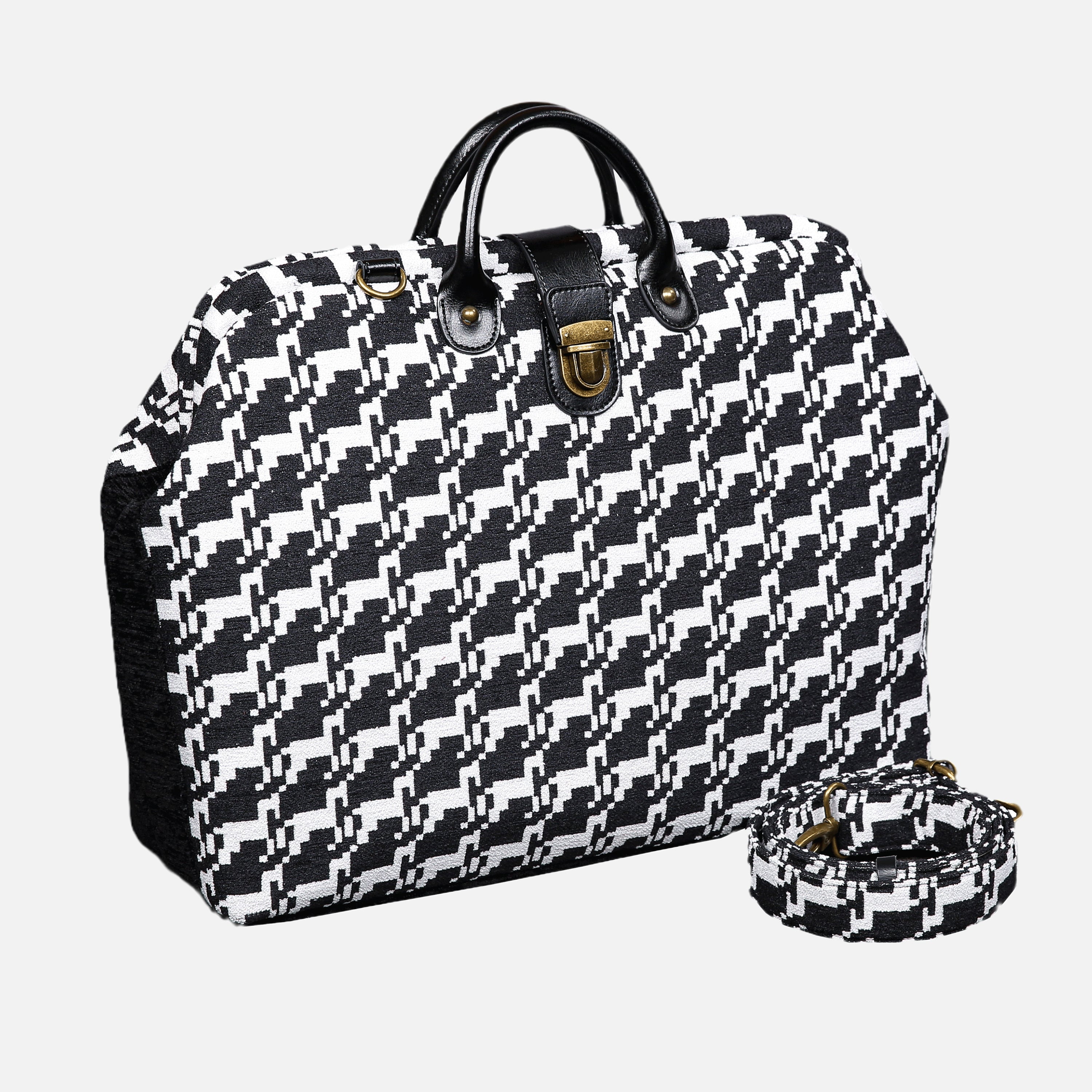 Houndstooth carpet bag MCW Handmade-1
