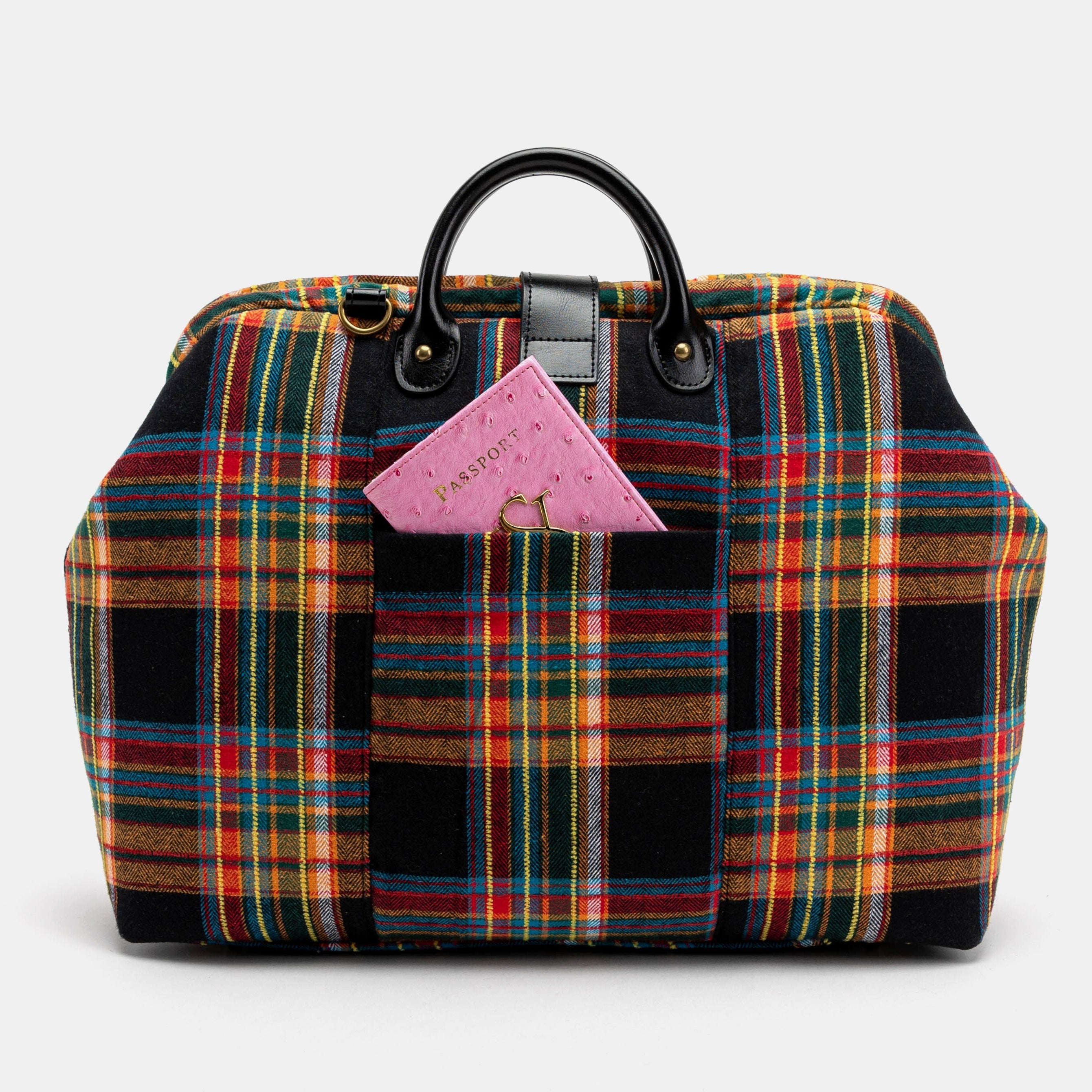 Tartan Stewart Black Laptop Work Bag Carpetbag of America back