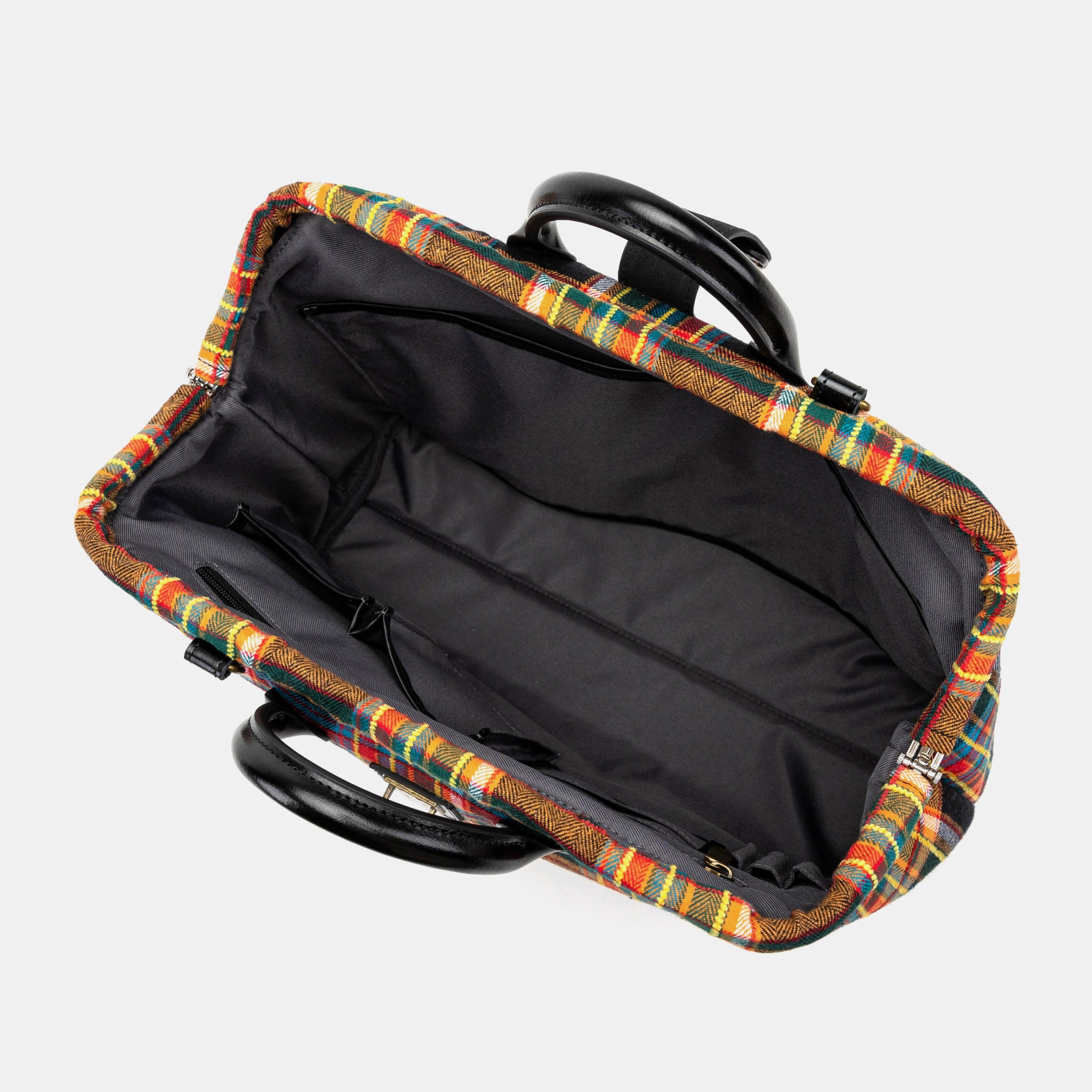 Tartan Stewart Black Laptop Work Bag Carpetbag of America inside