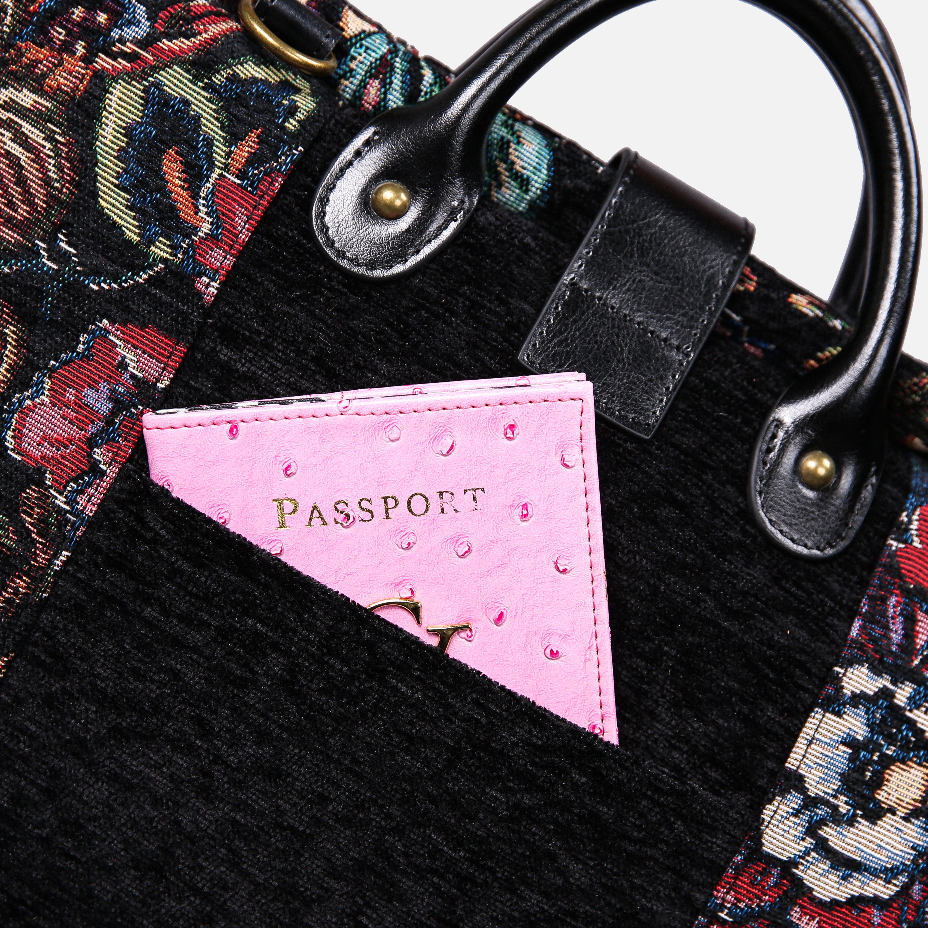 Rose Garden Black carpet bag MCW Handmade