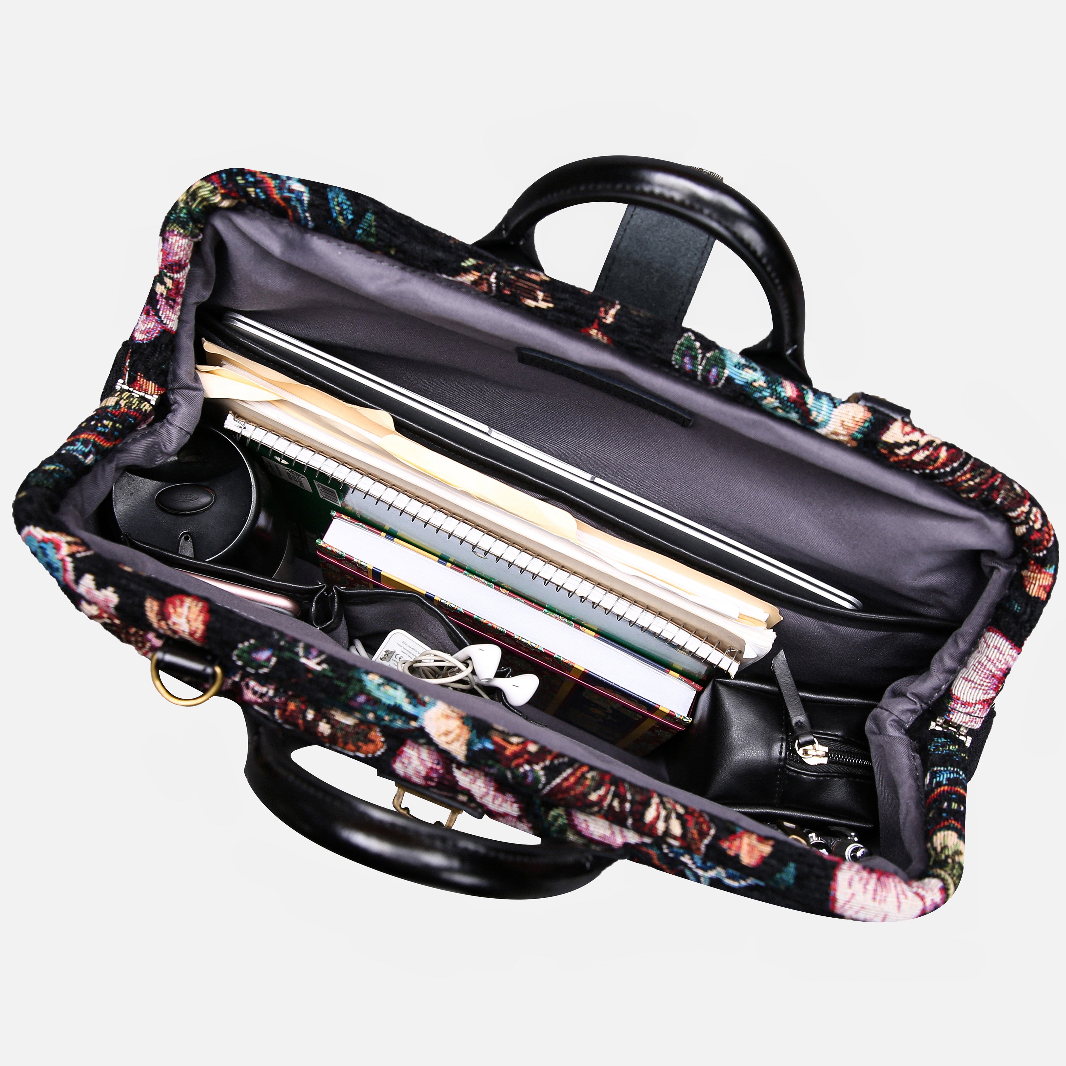 Rose Garden Black carpet bag MCW Handmade