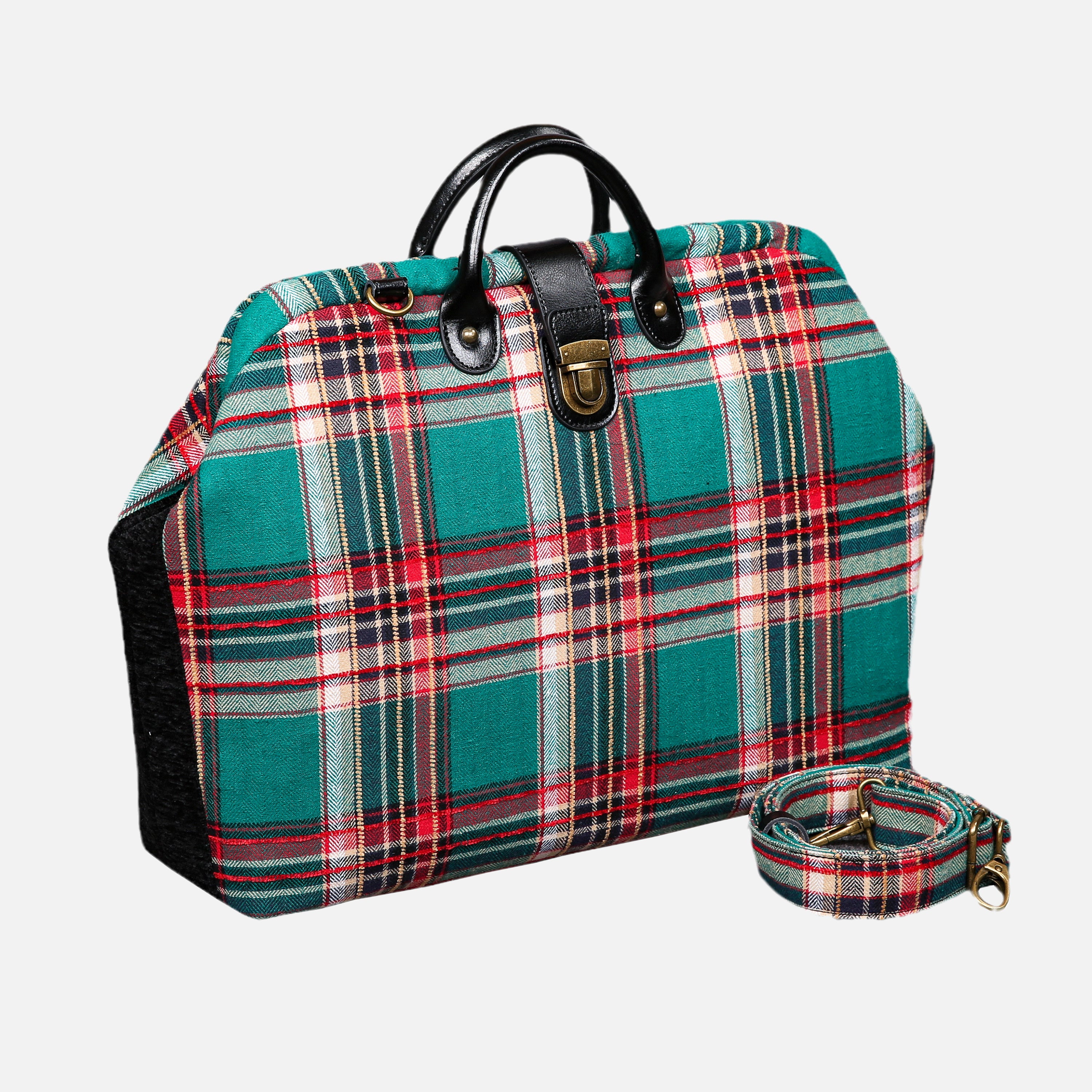 Tartan Stewart Green carpet bag MCW Handmade-1