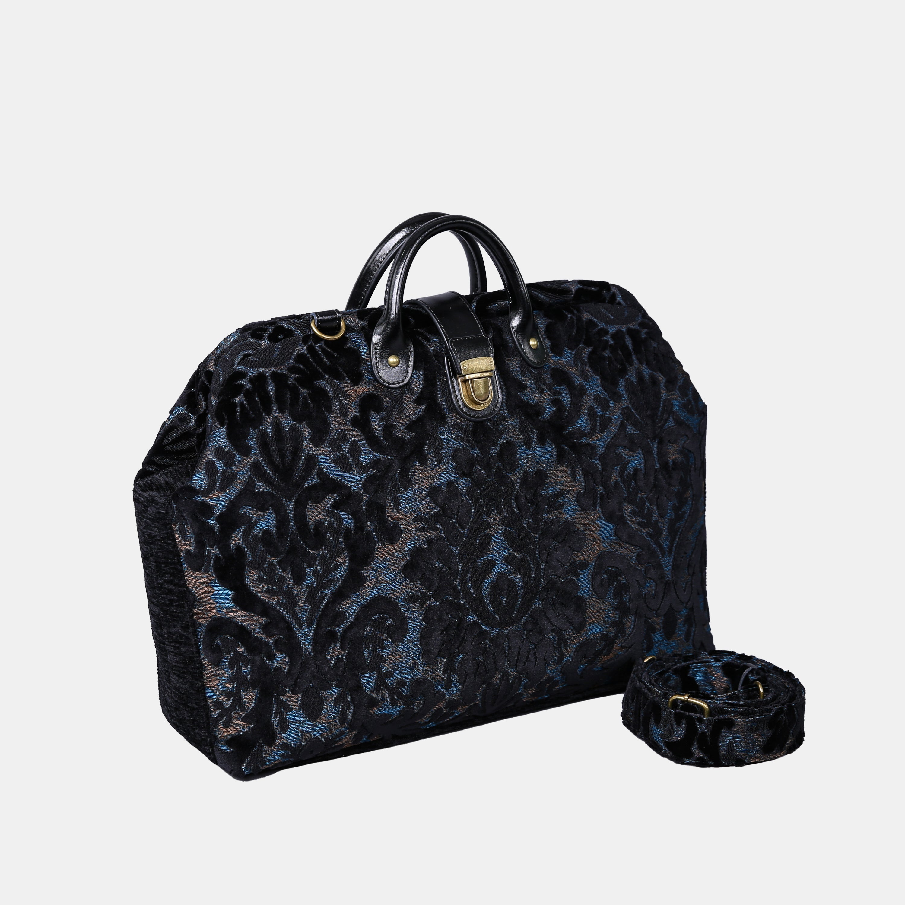Burnout Velvet Black carpet bag MCW Handmade-1