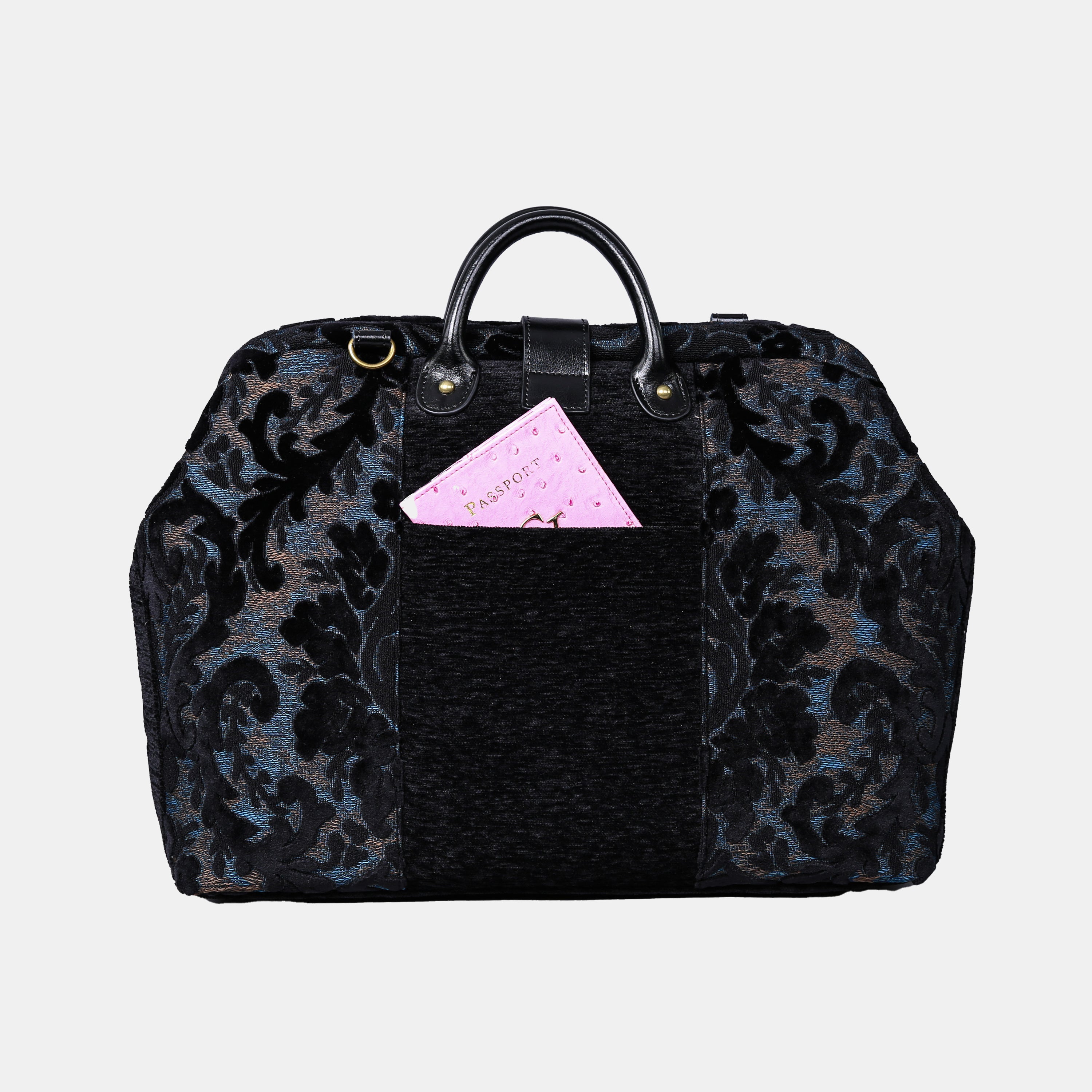 Burnout Velvet Black carpet bag MCW Handmade-3