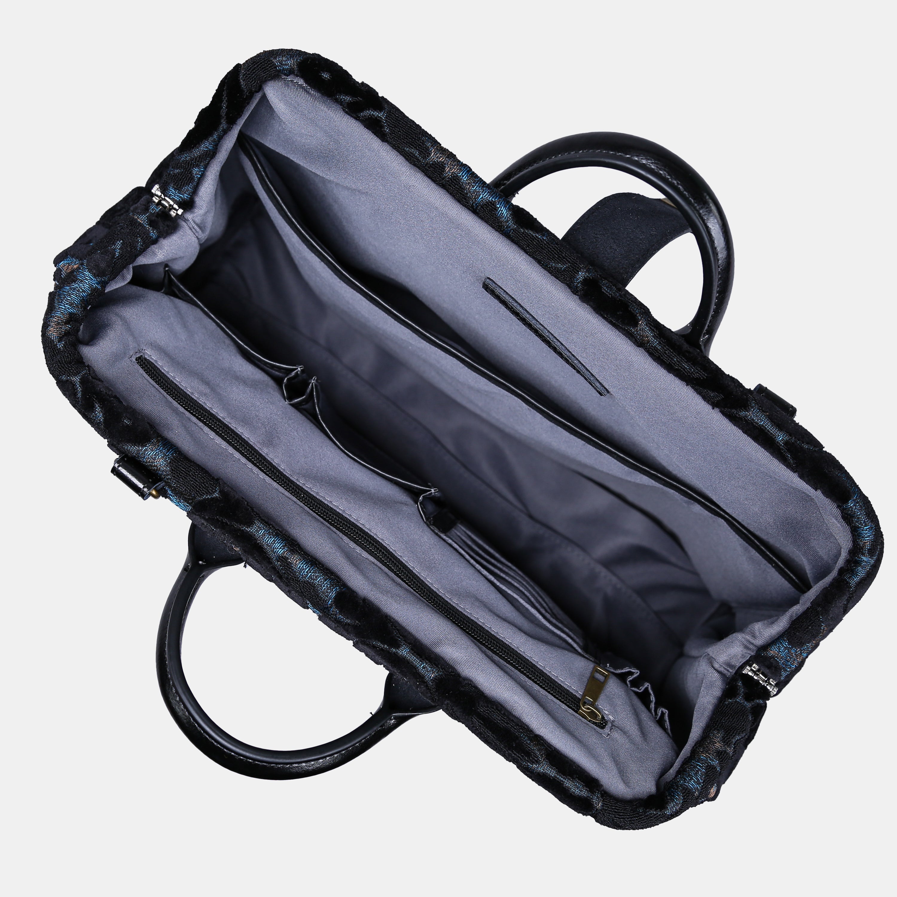 Burnout Velvet Black carpet bag MCW Handmade-4