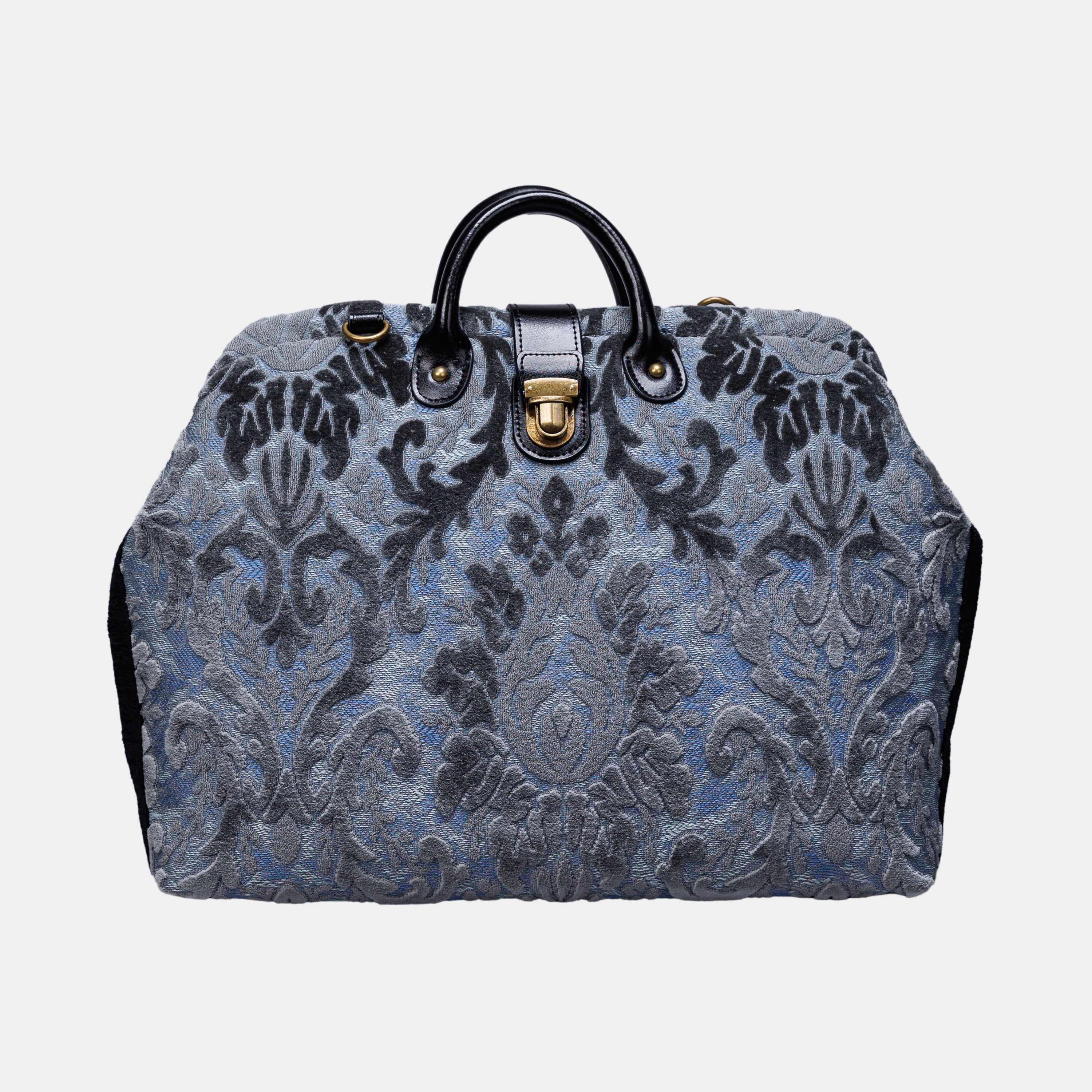 Burnout Velvet Steel Blue carpet bag MCW Handmade