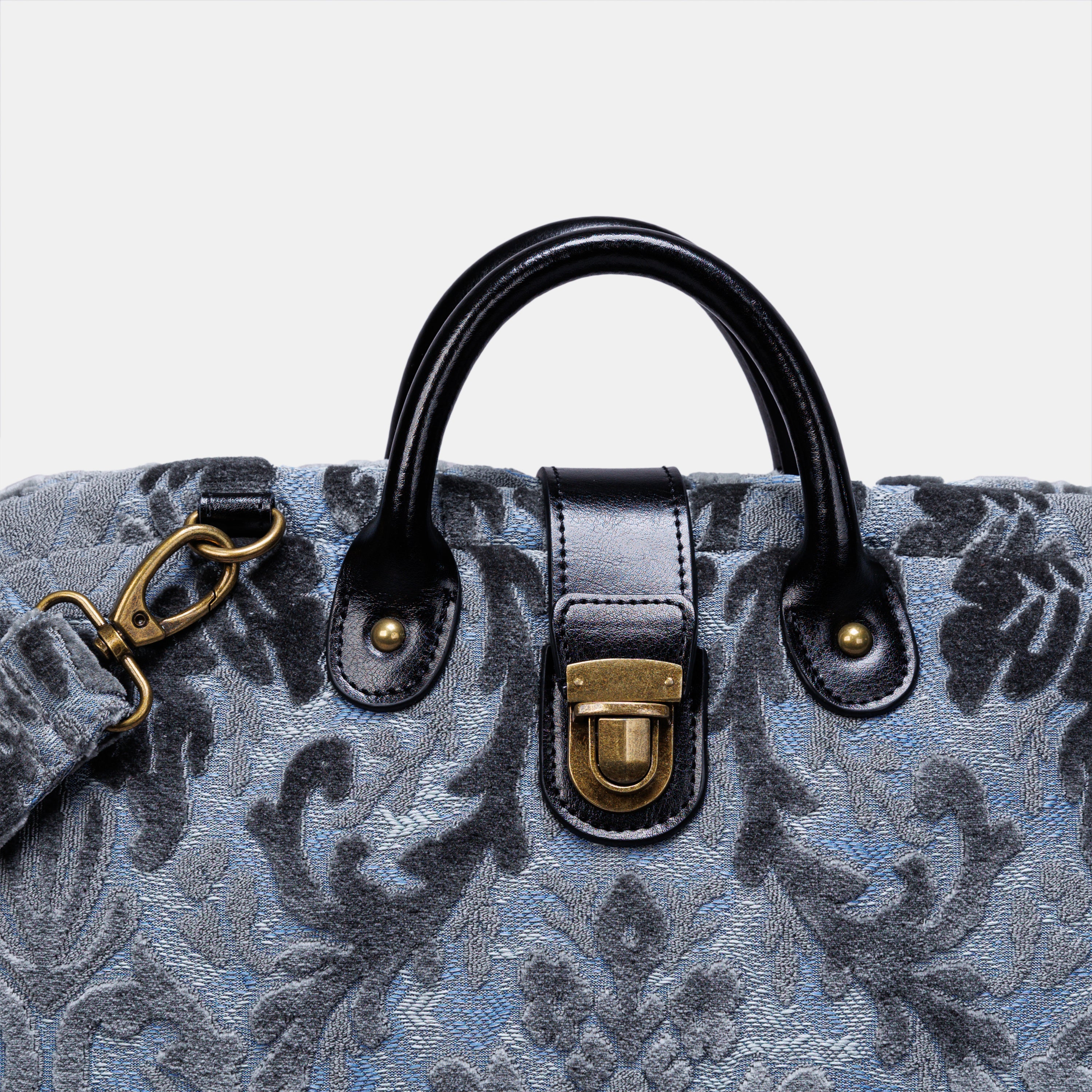 Burnout Velvet Steel Blue carpet bag MCW Handmade-4
