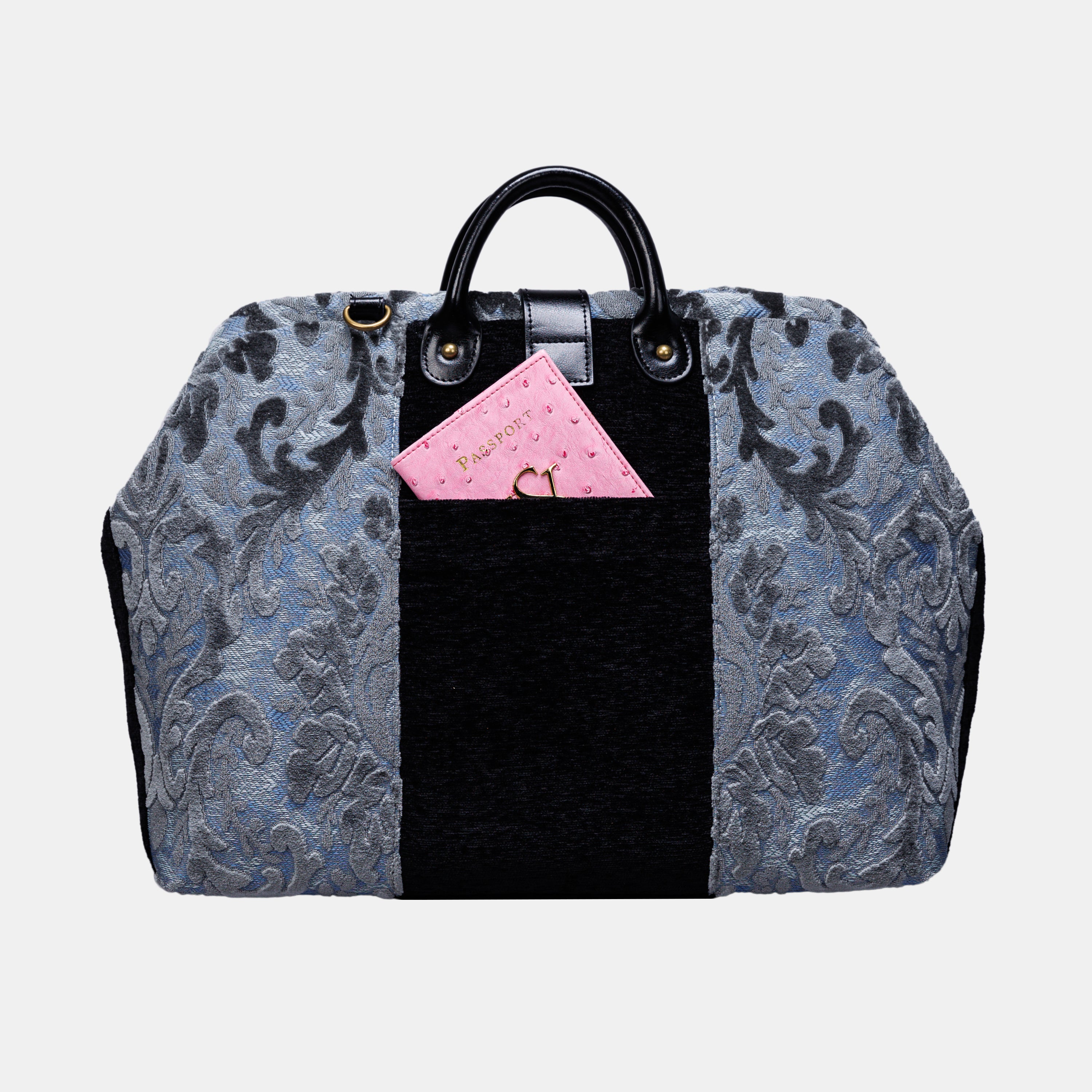 Burnout Velvet Steel Blue carpet bag MCW Handmade-2