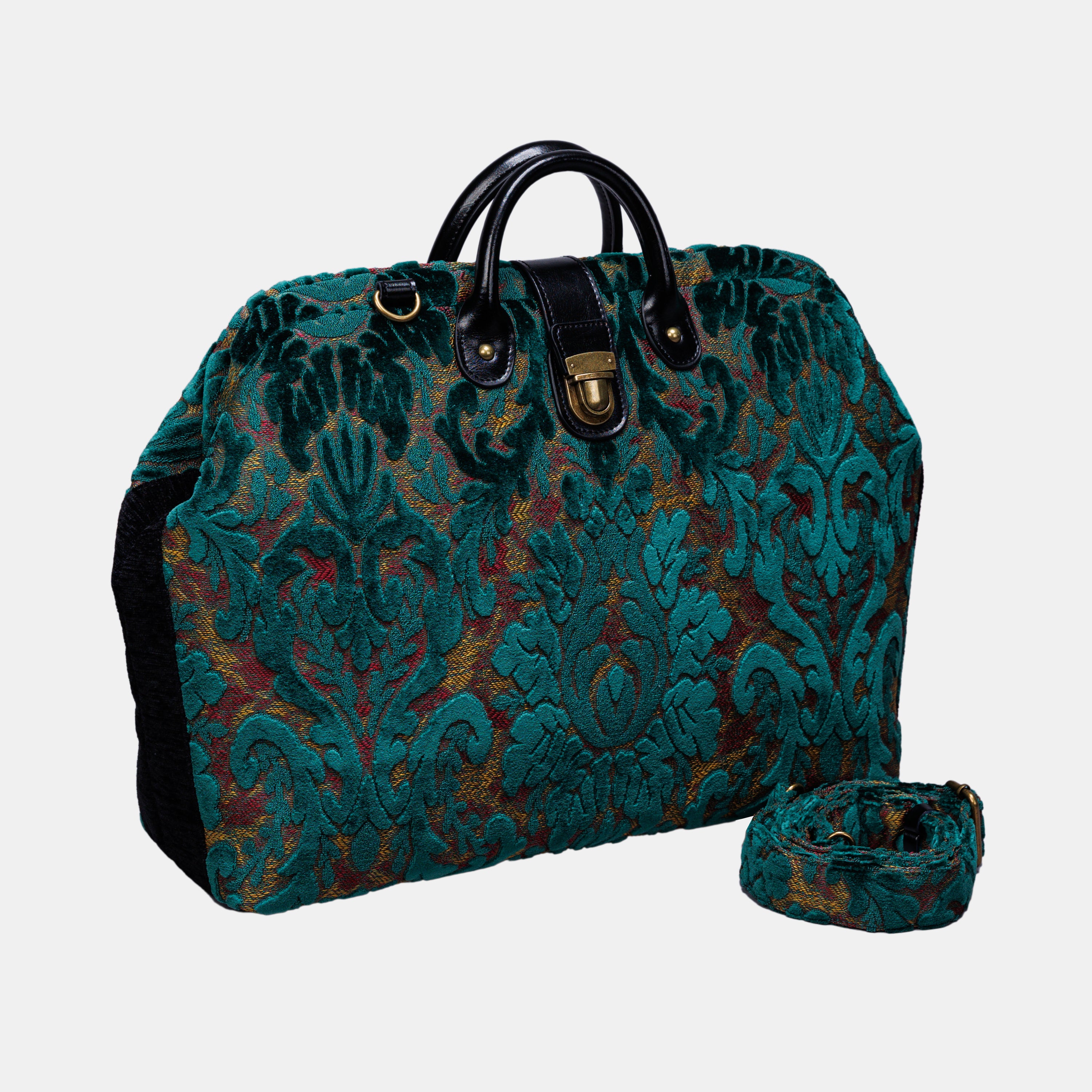 Burnout Velvet Jade Green carpet bag MCW Handmade-1