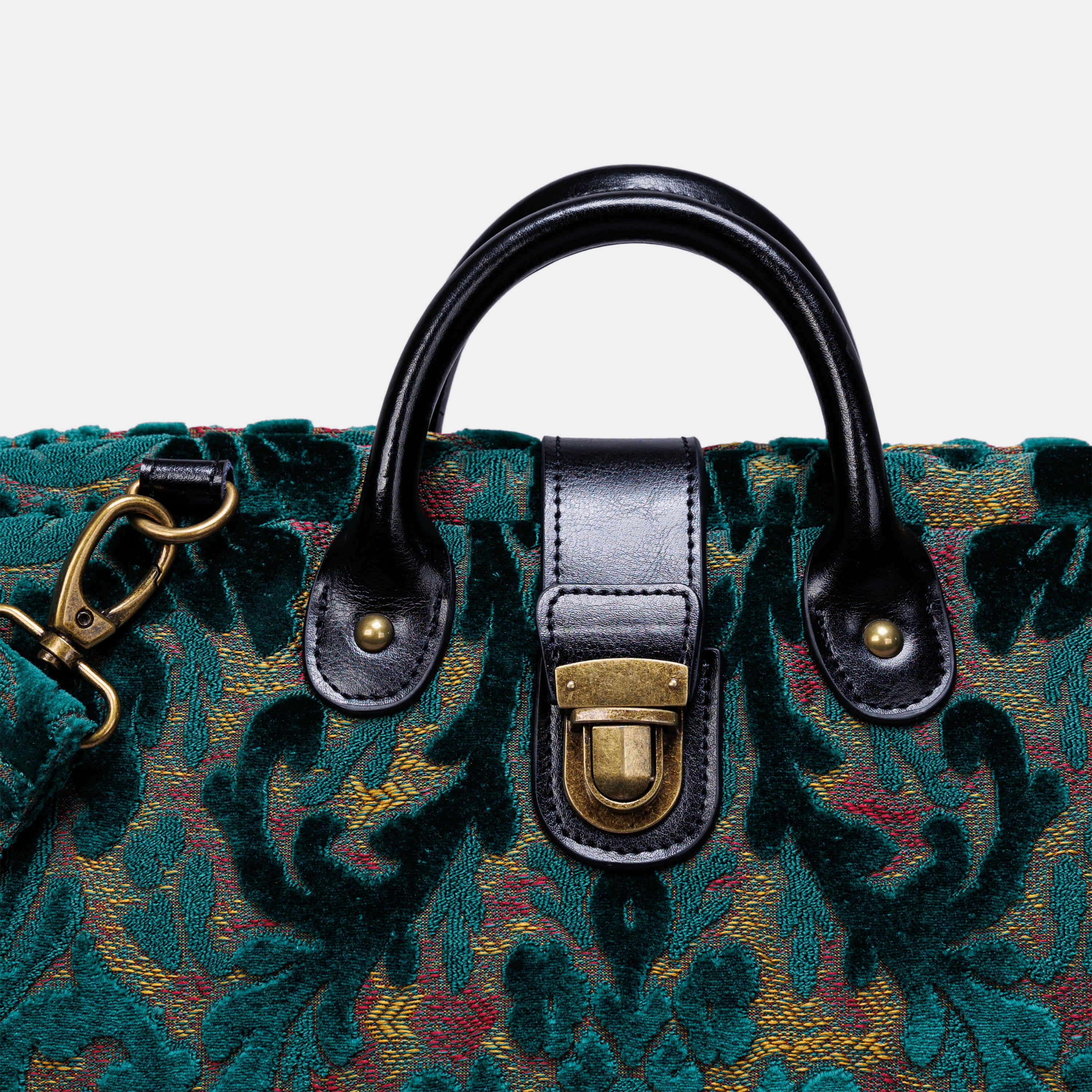 Burnout Velvet Jade Green carpet bag MCW Handmade-4