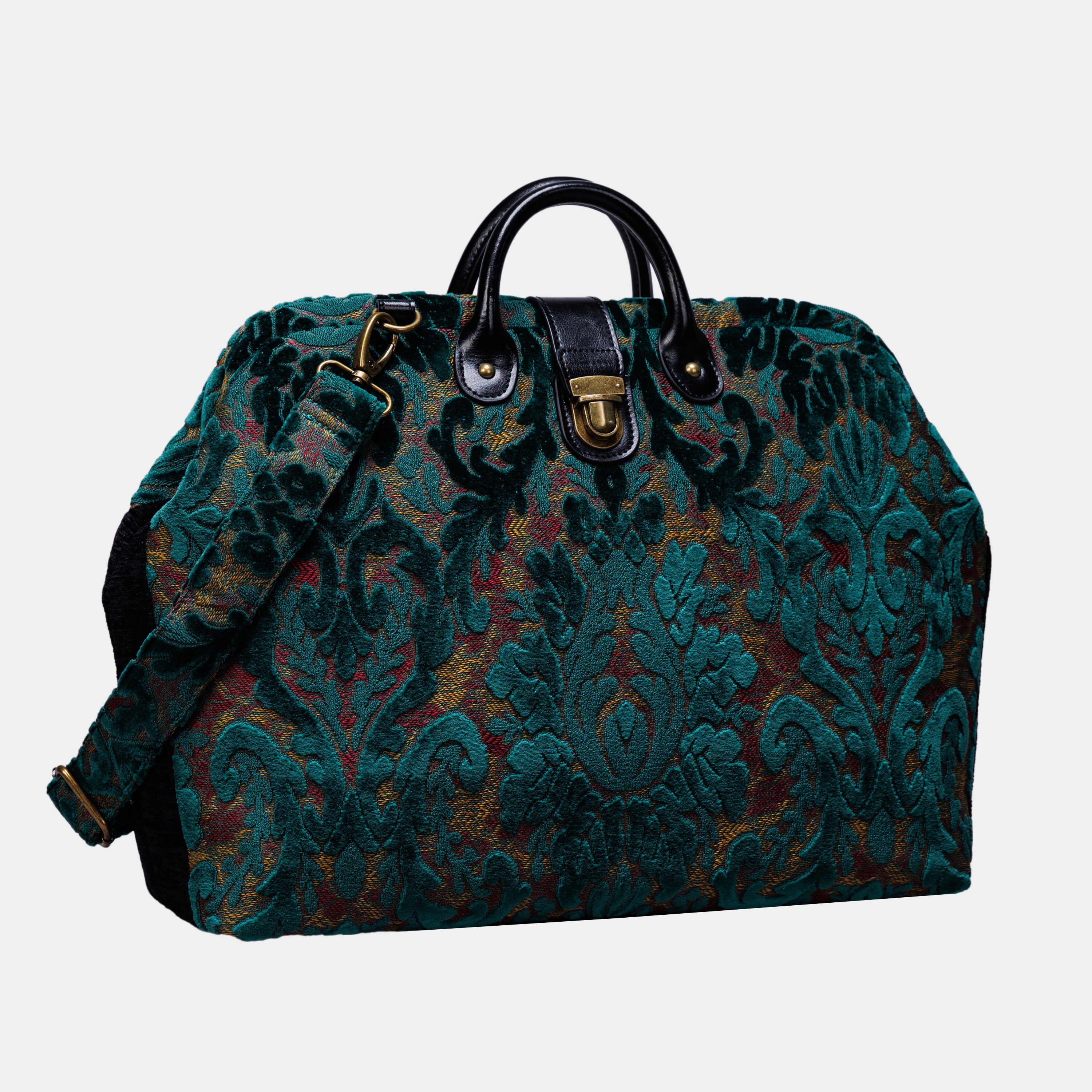 Burnout Velvet Jade Green carpet bag MCW Handmade-3