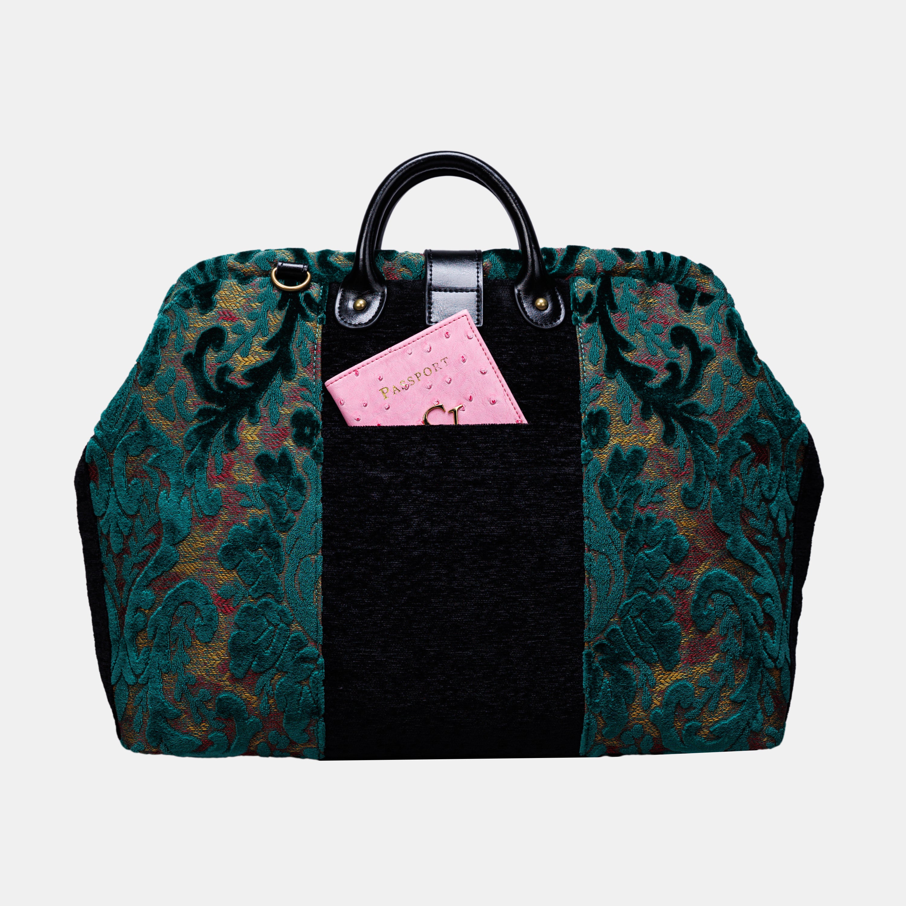 Burnout Velvet Jade Green carpet bag MCW Handmade-2