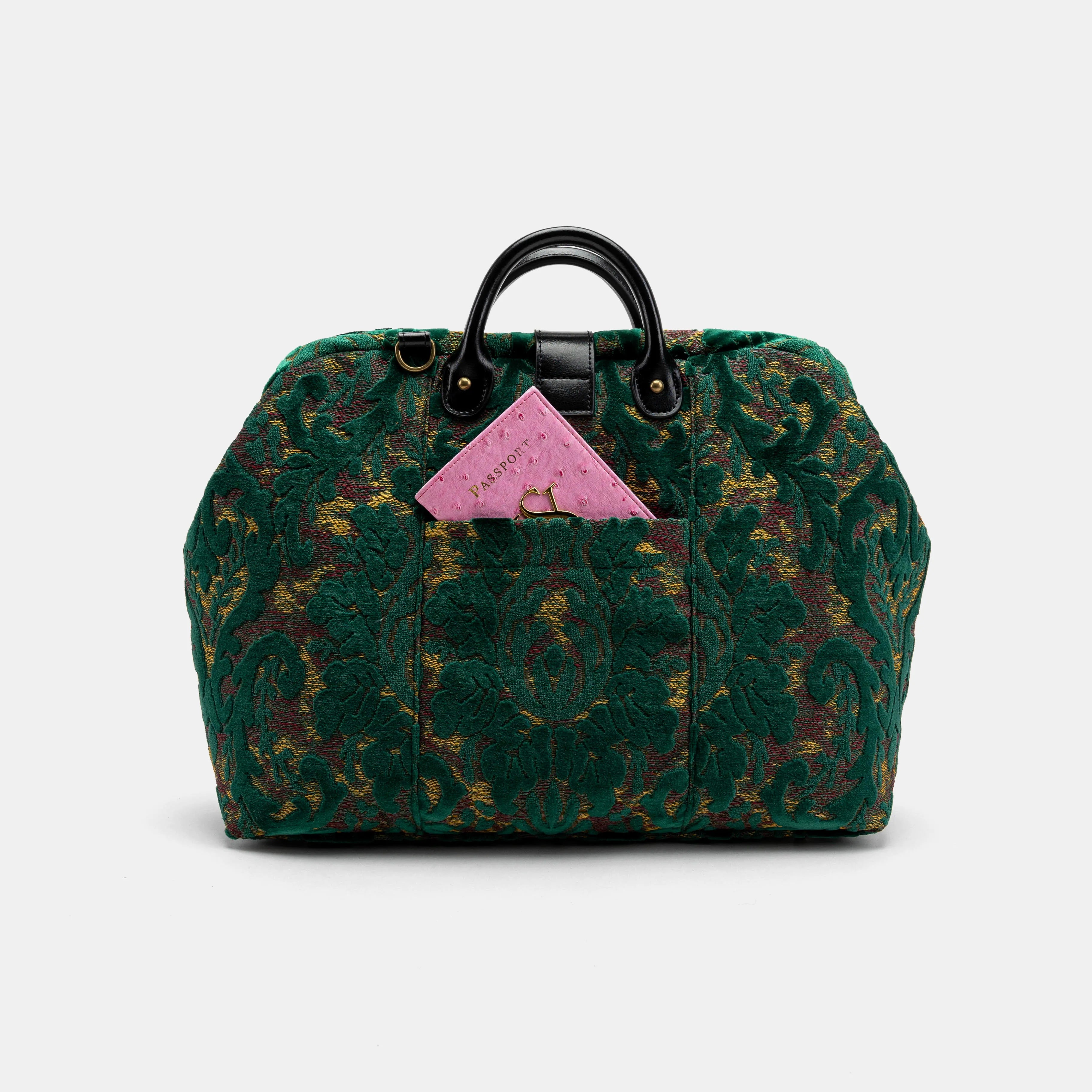 Burnout Velvet Jade Green Laptop Work Bag back
