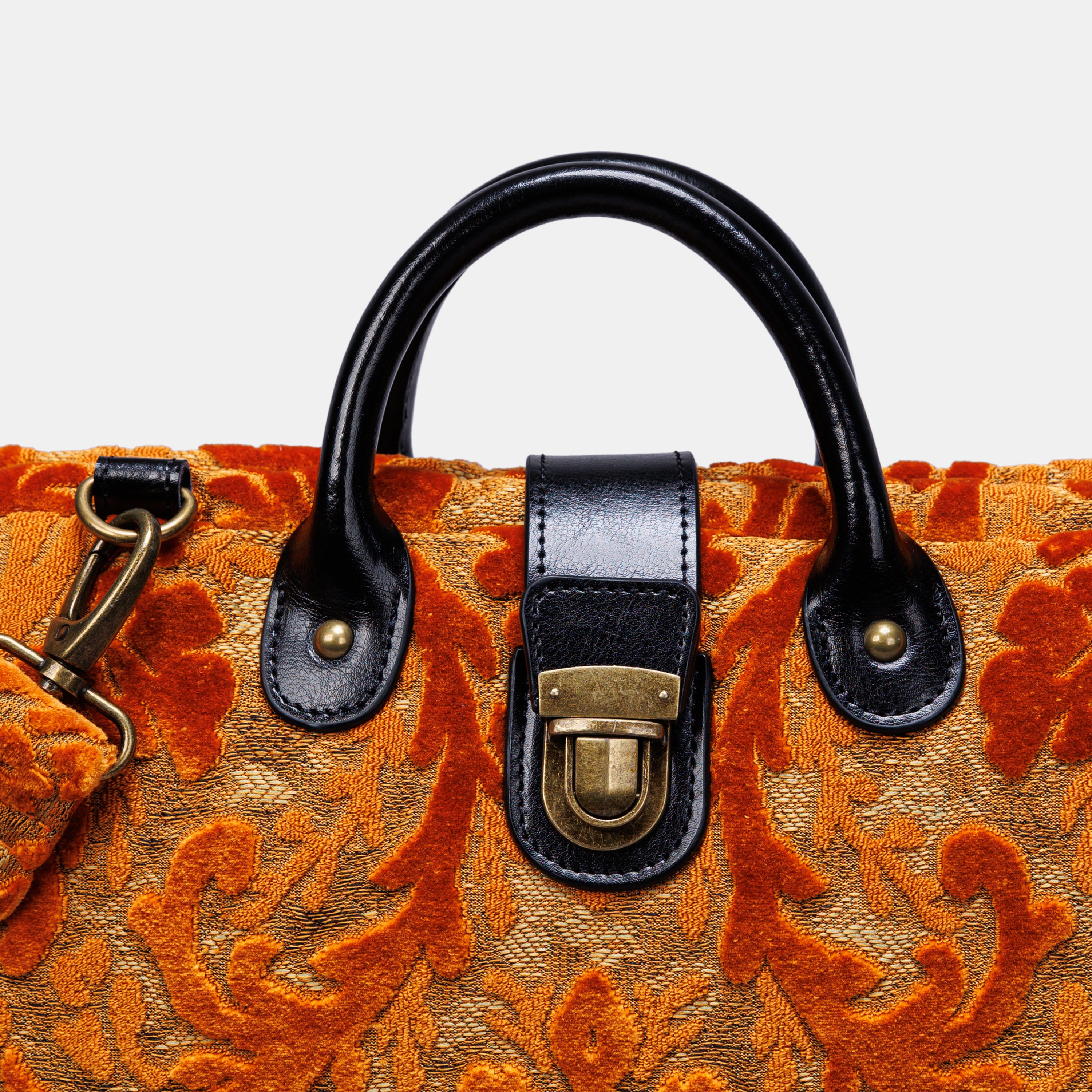 Burnout Velvet Orange carpet bag MCW Handmade-4