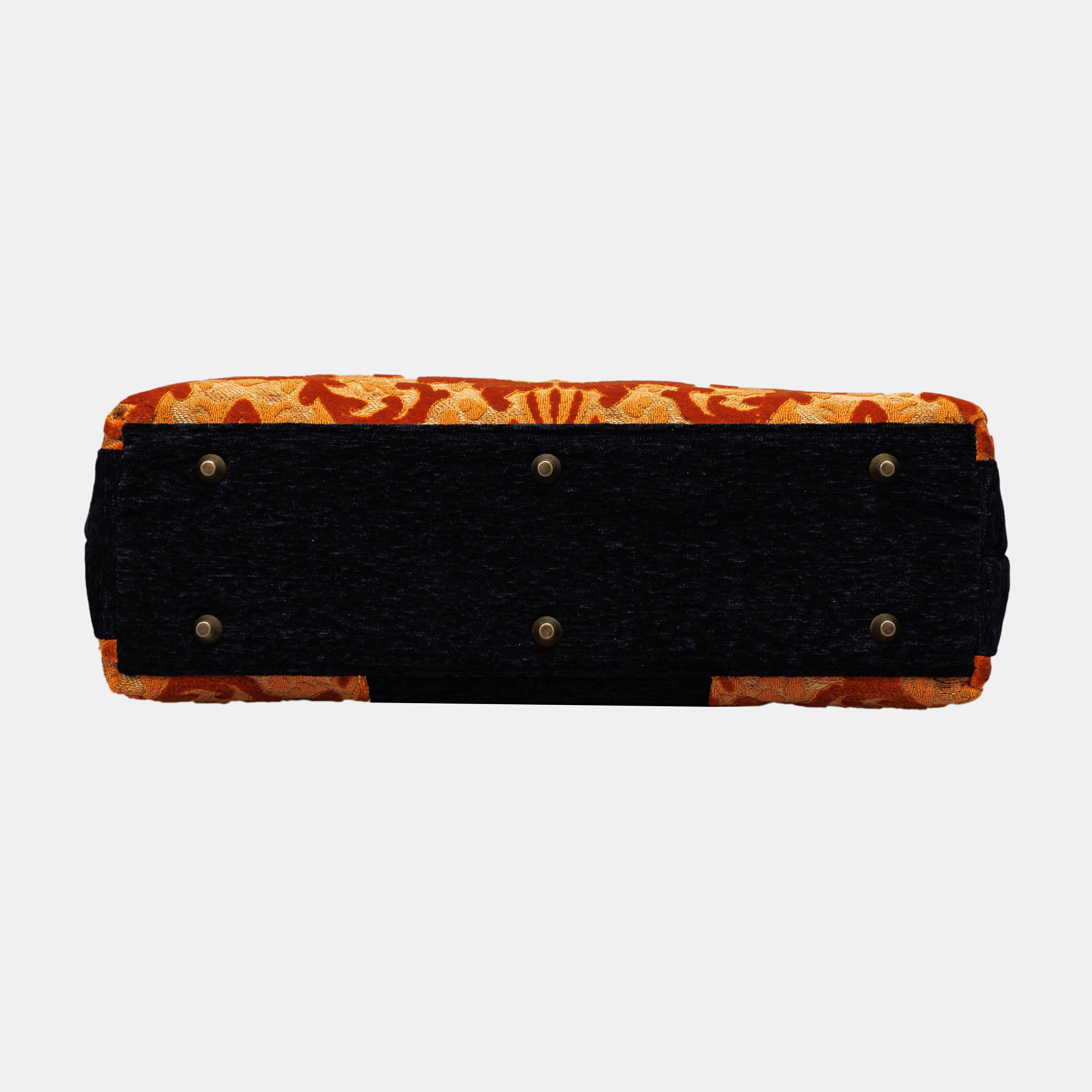 Burnout Velvet Orange carpet bag MCW Handmade-5