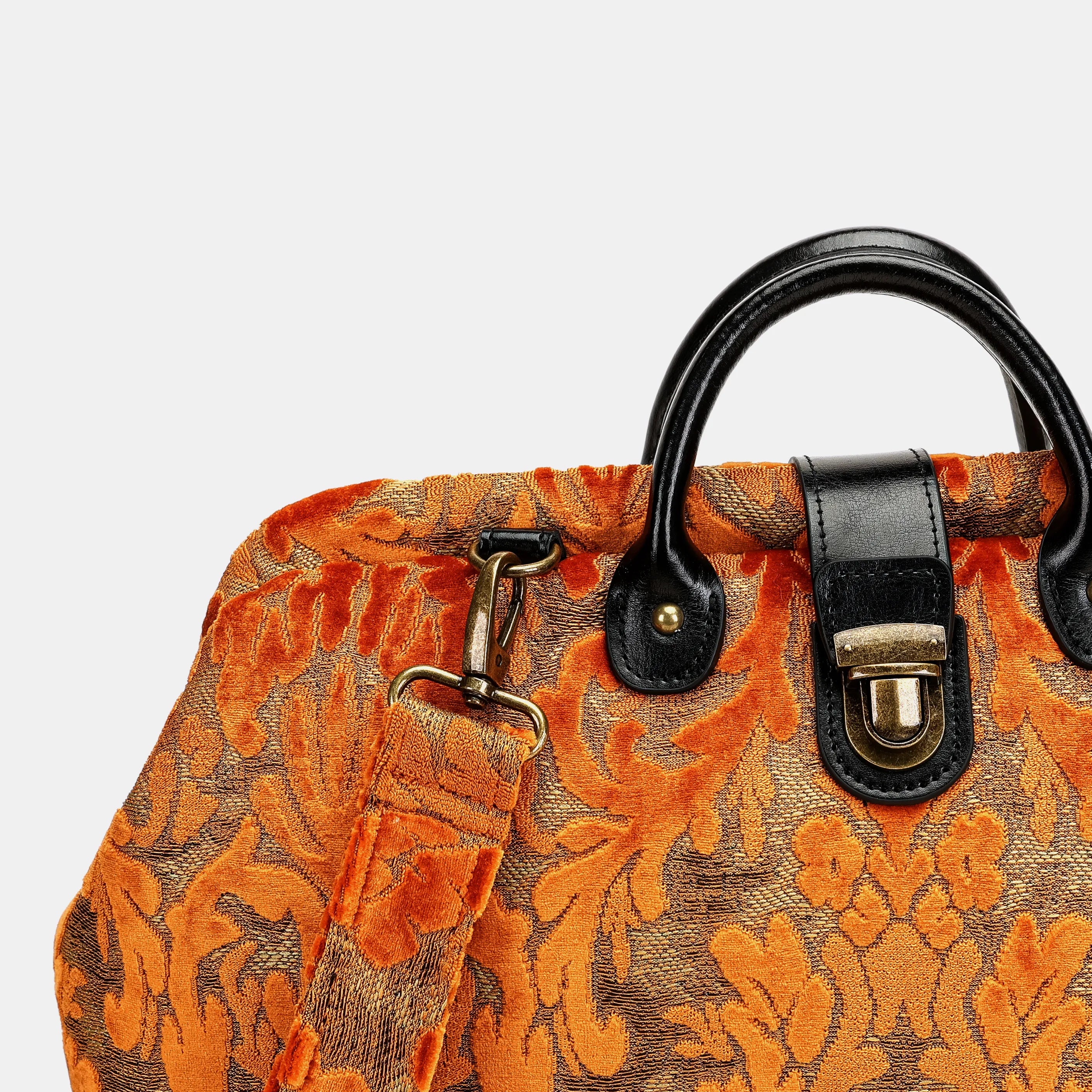Burnout Velvet Orange Laptop Work Bag detail