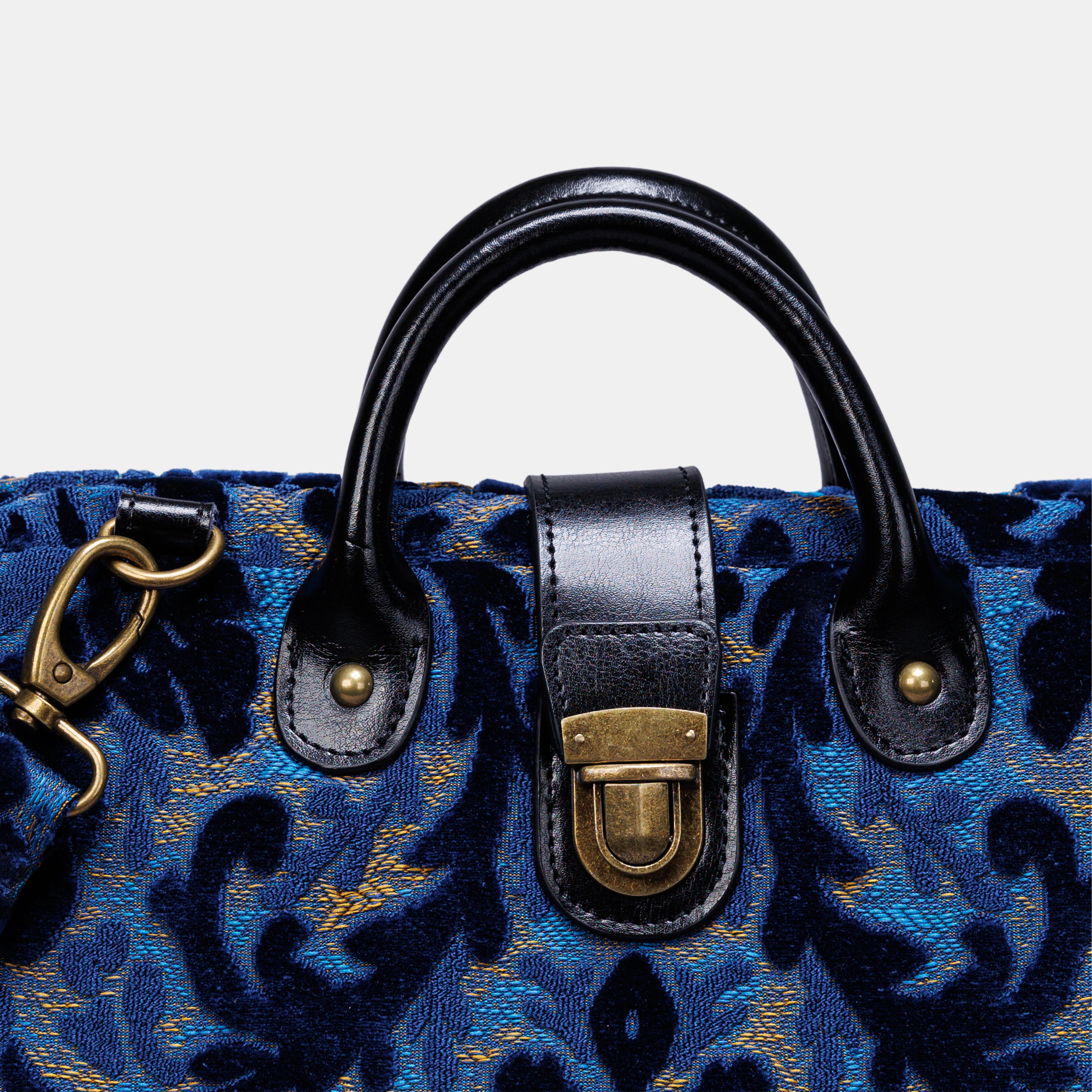 Burnout Velvet Navy carpet bag MCW Handmade-4