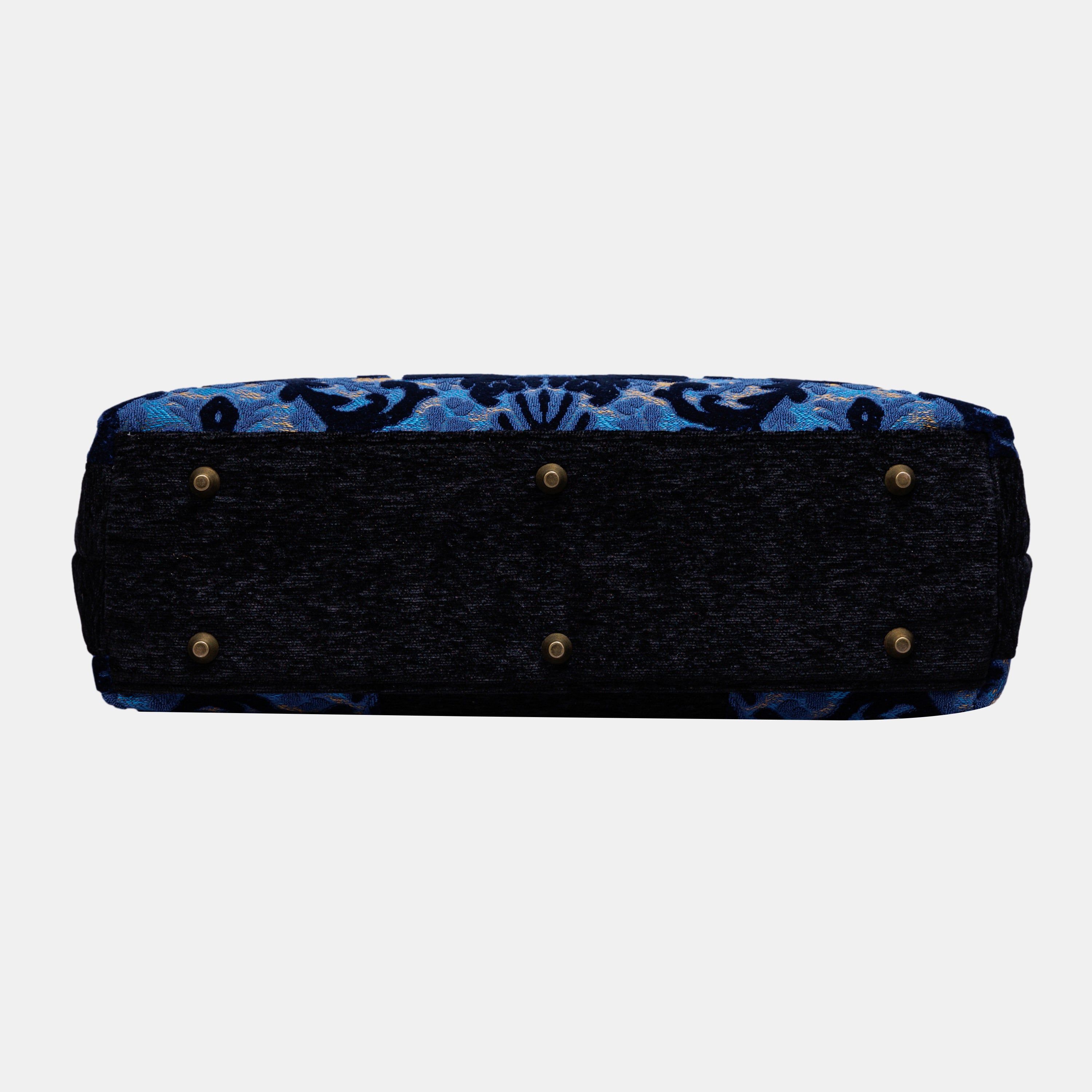 Burnout Velvet Navy carpet bag MCW Handmade-5