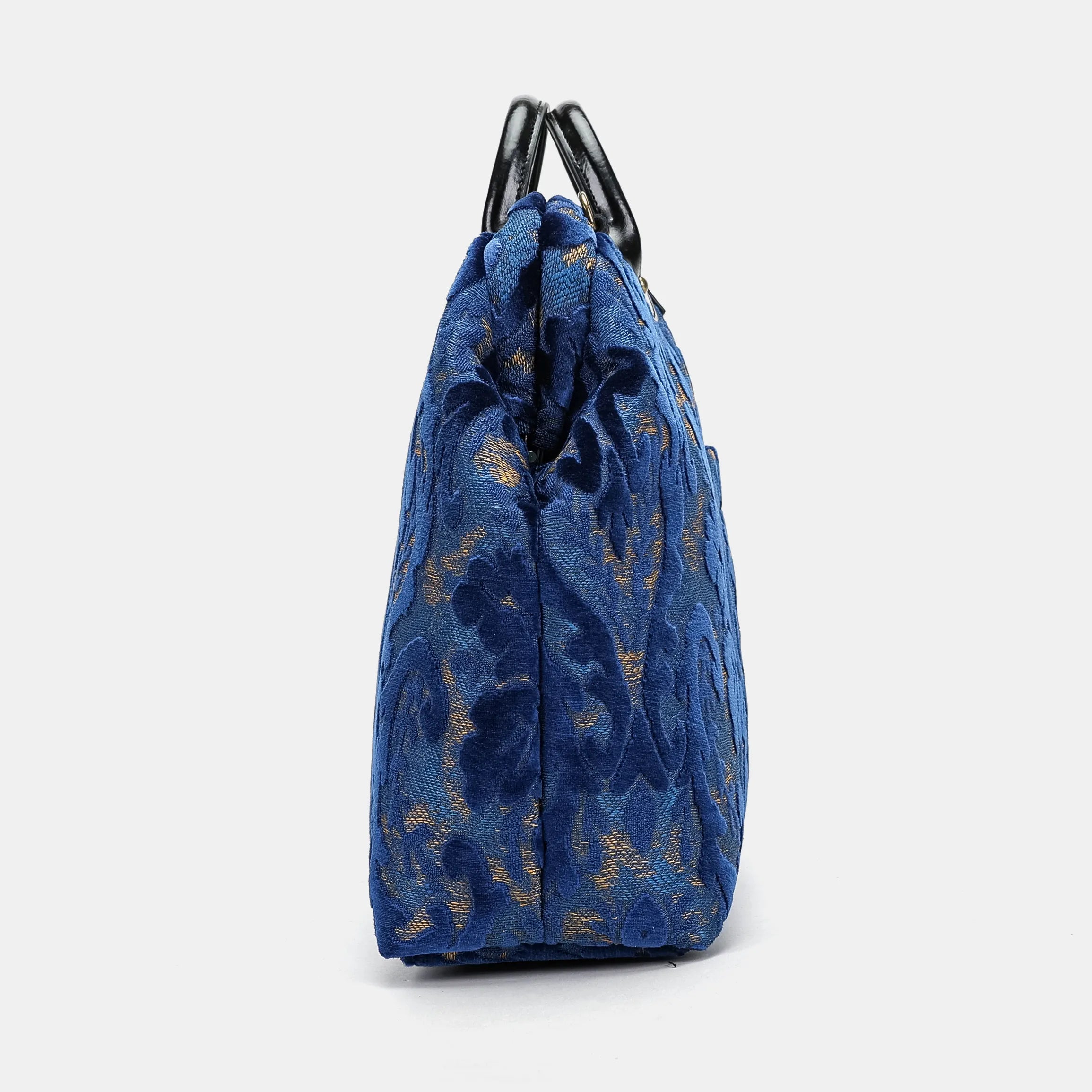 Burnout Velvet Navy Laptop Work Bag side