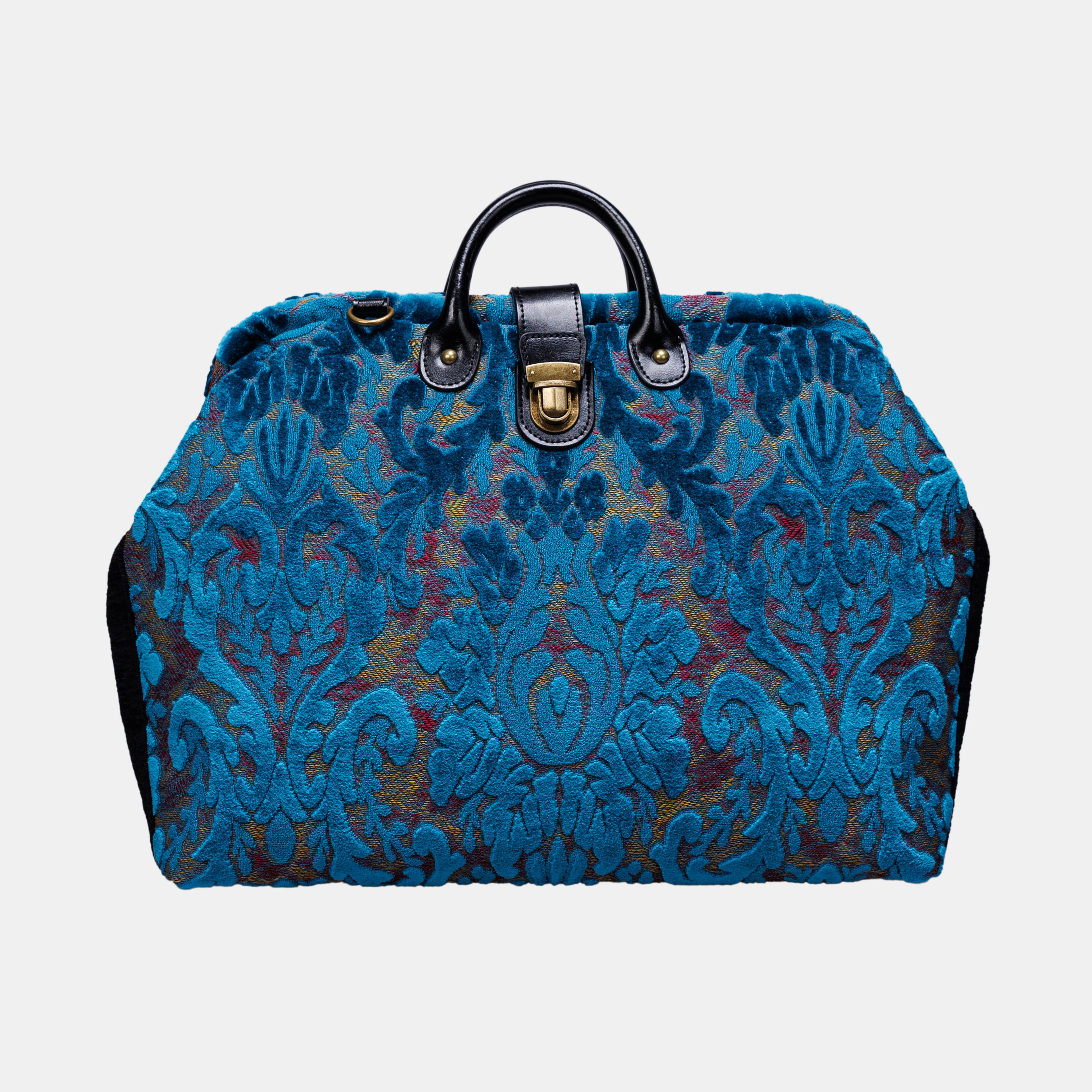 Burnout Velvet Aqua Blue carpet bag MCW Handmade