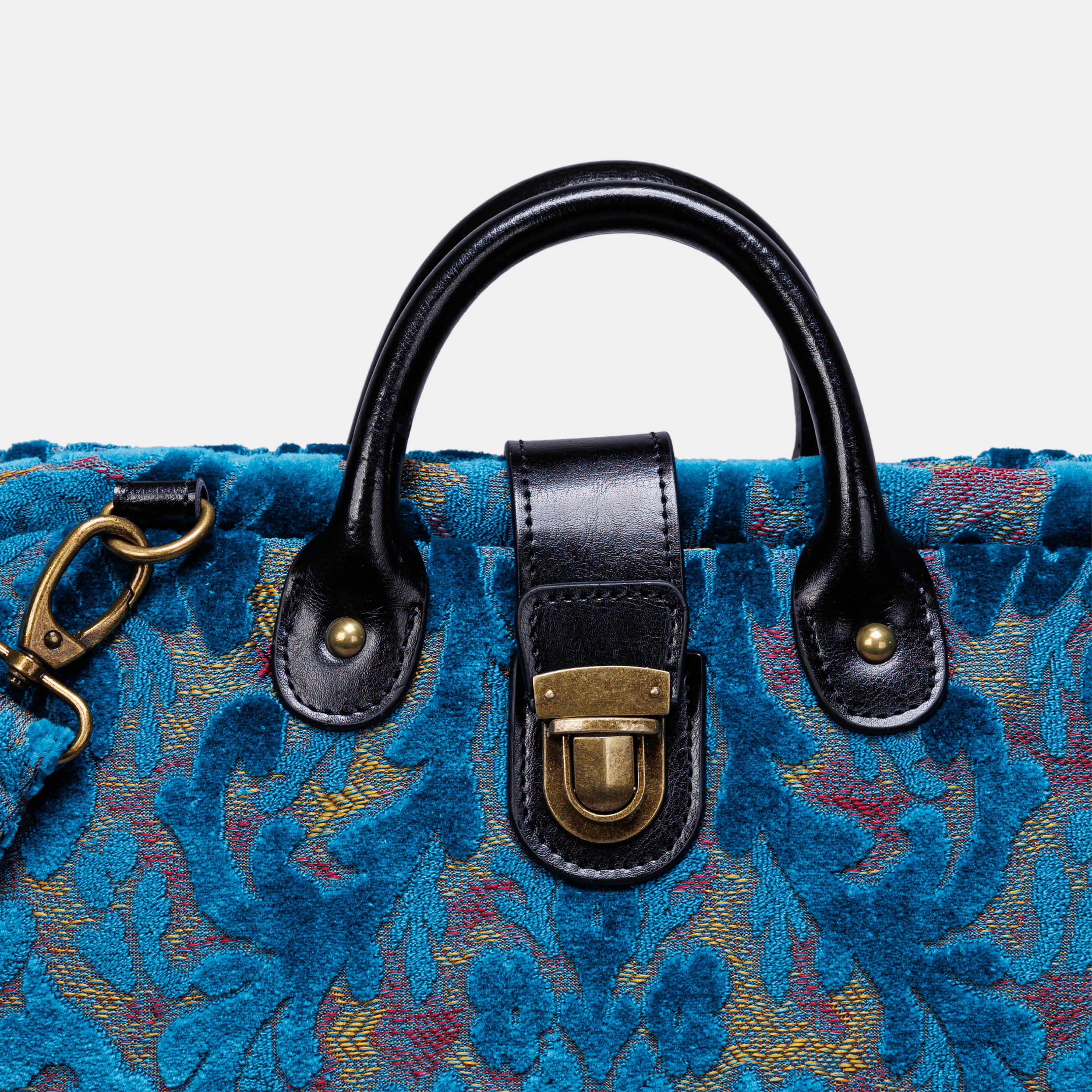 Burnout Velvet Aqua Blue carpet bag MCW Handmade-4