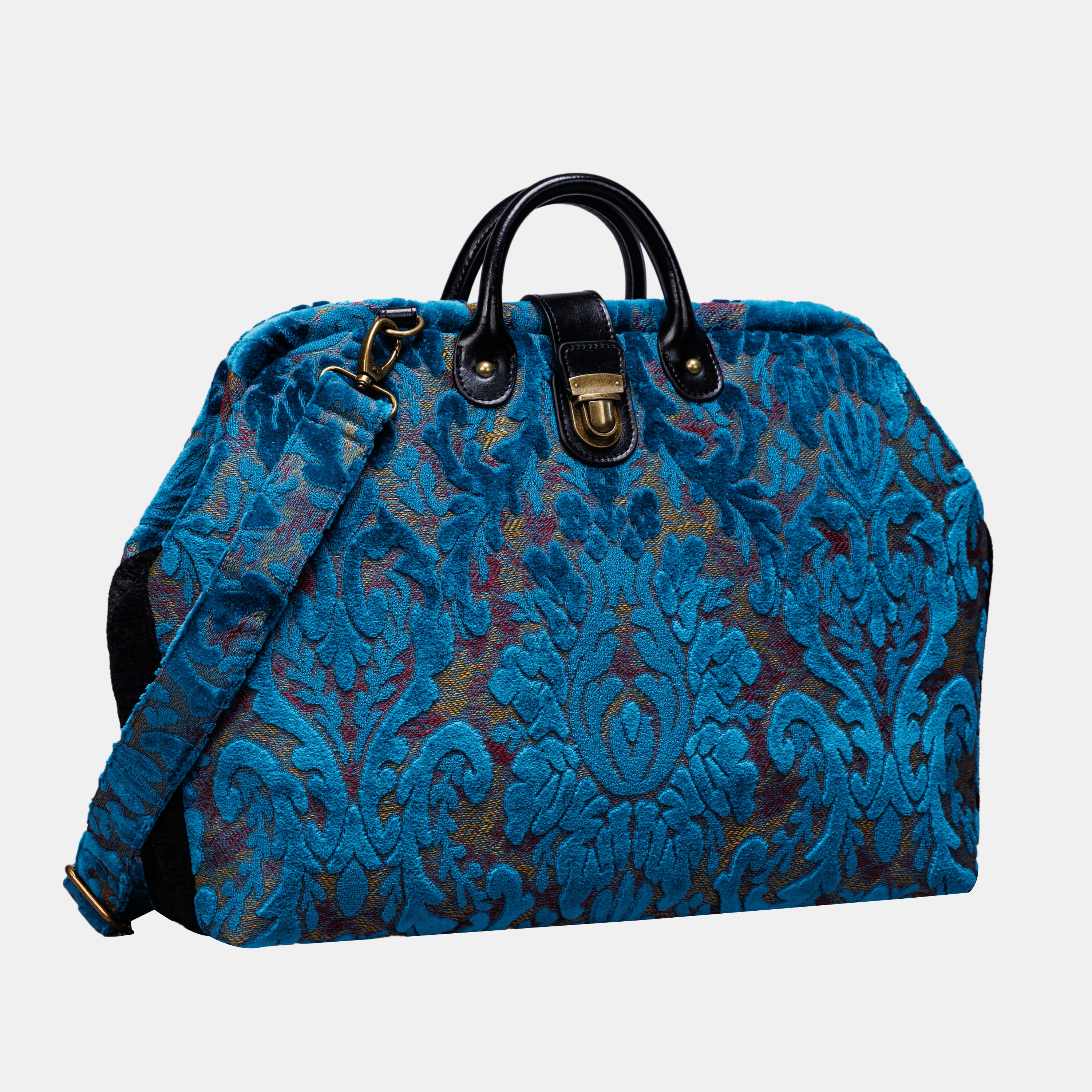 Burnout Velvet Aqua Blue carpet bag MCW Handmade-3