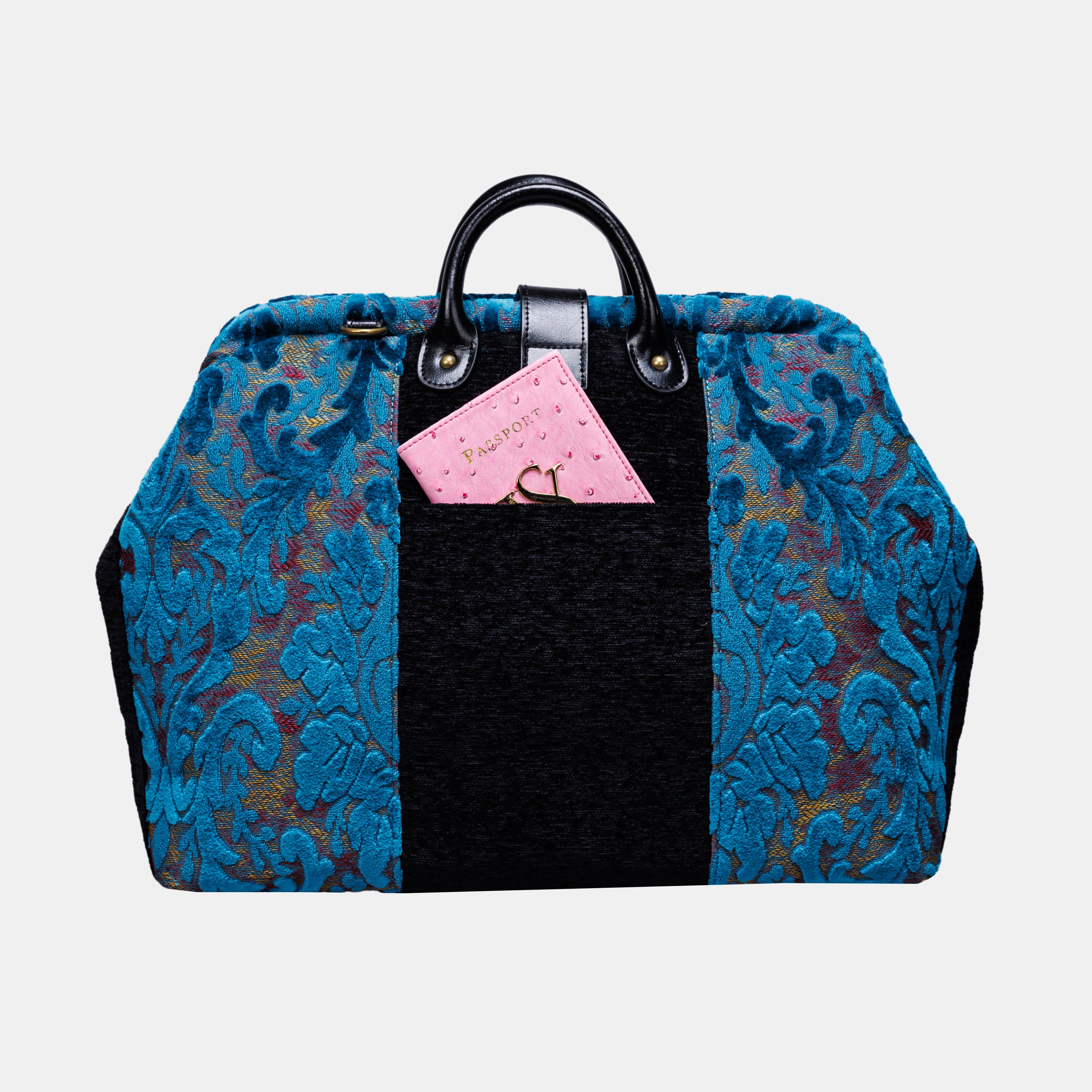 Burnout Velvet Aqua Blue carpet bag MCW Handmade-2