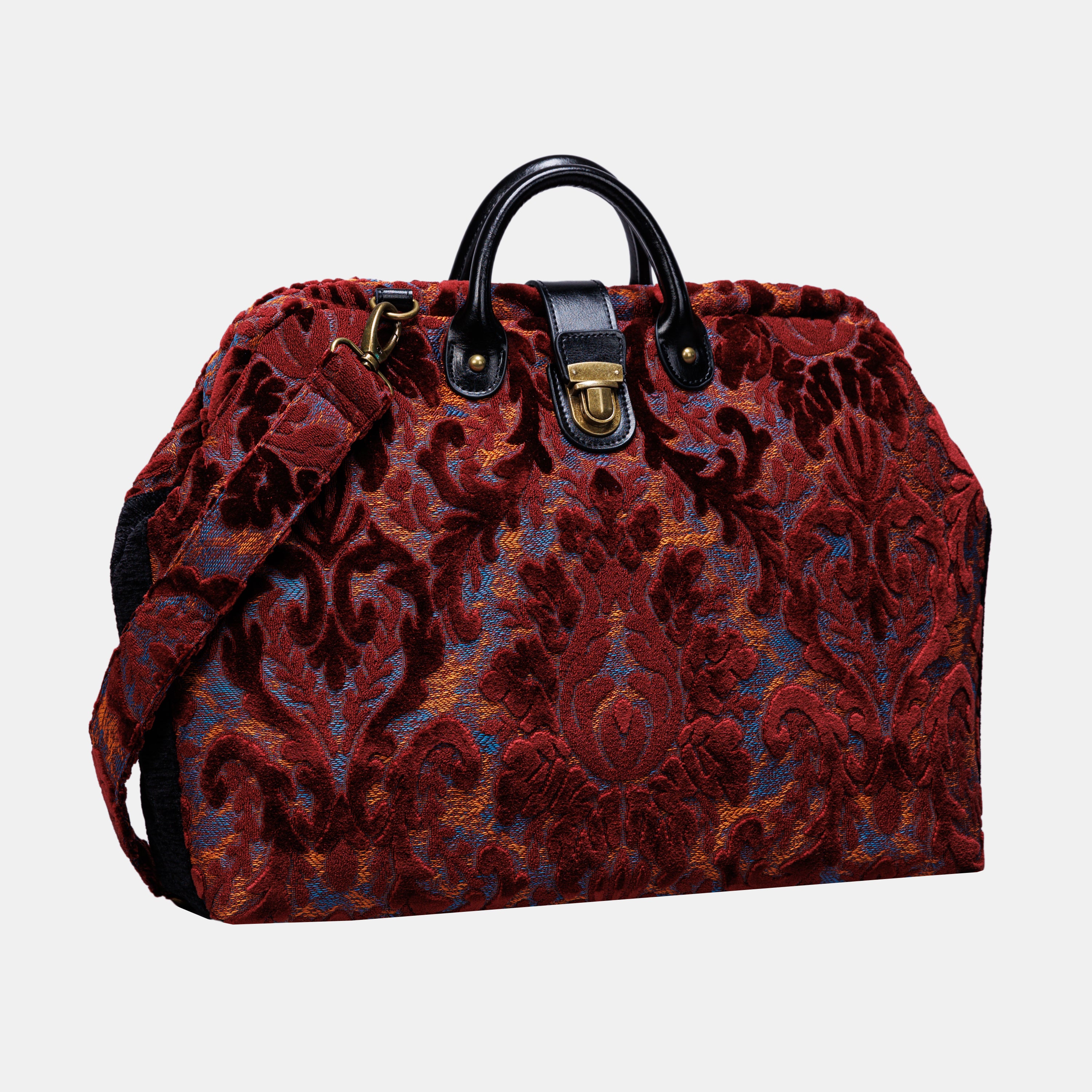 Burnout Velvet Wine carpet bag MCW Handmade-3