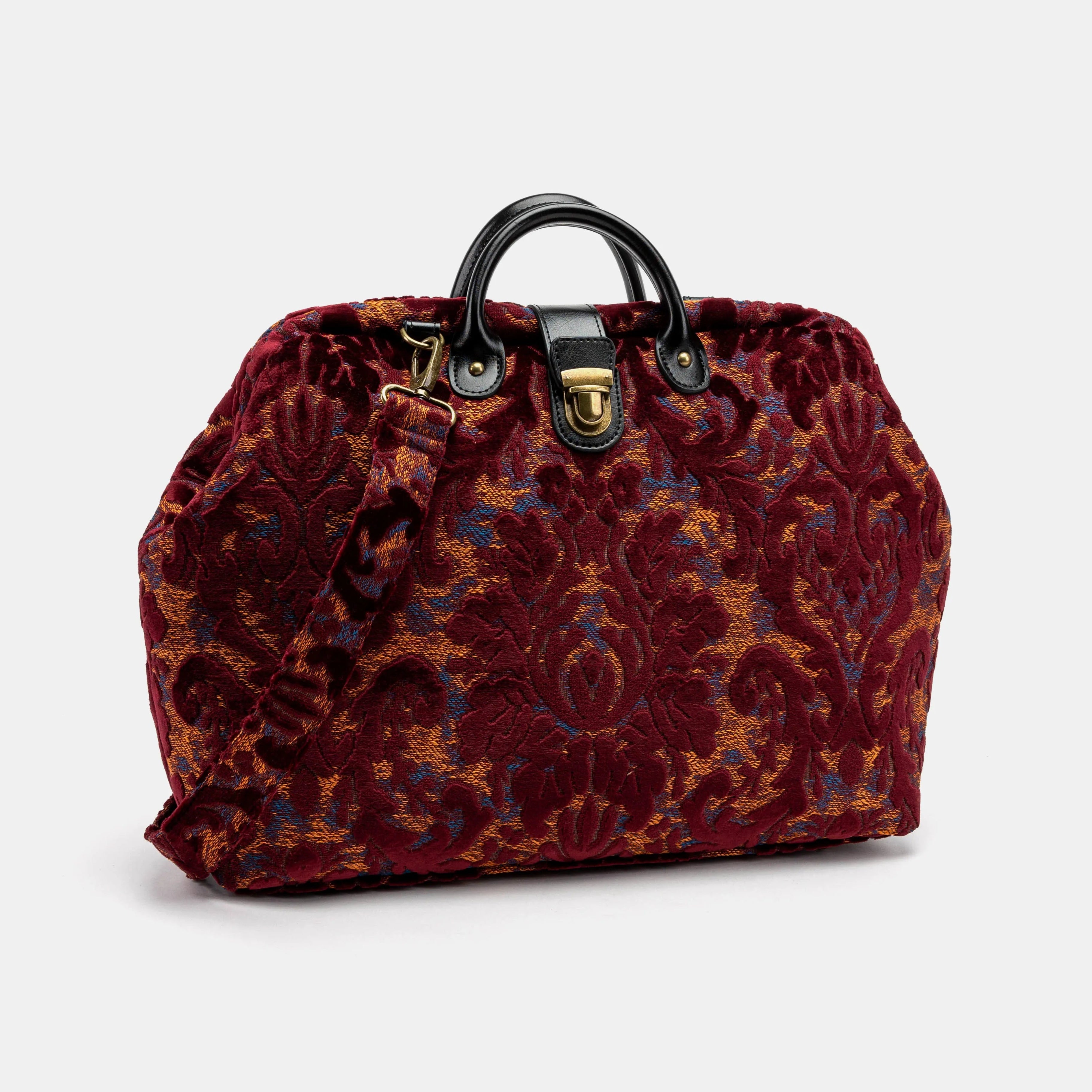 Burnout Velvet Wine Laptop Work Bag with shoulder strap