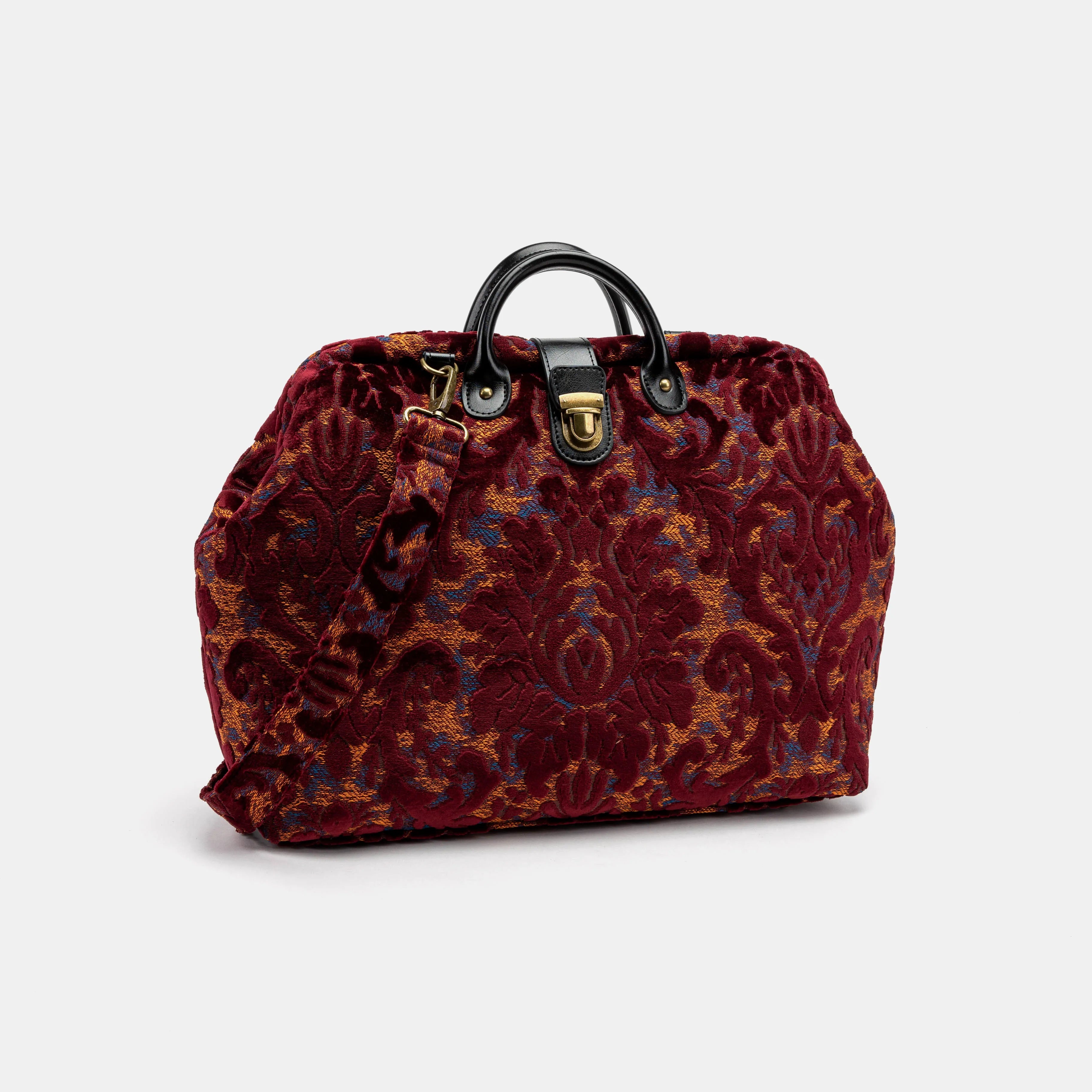 Burnout Velvet Wine Laptop Work Bag with shoulder strap