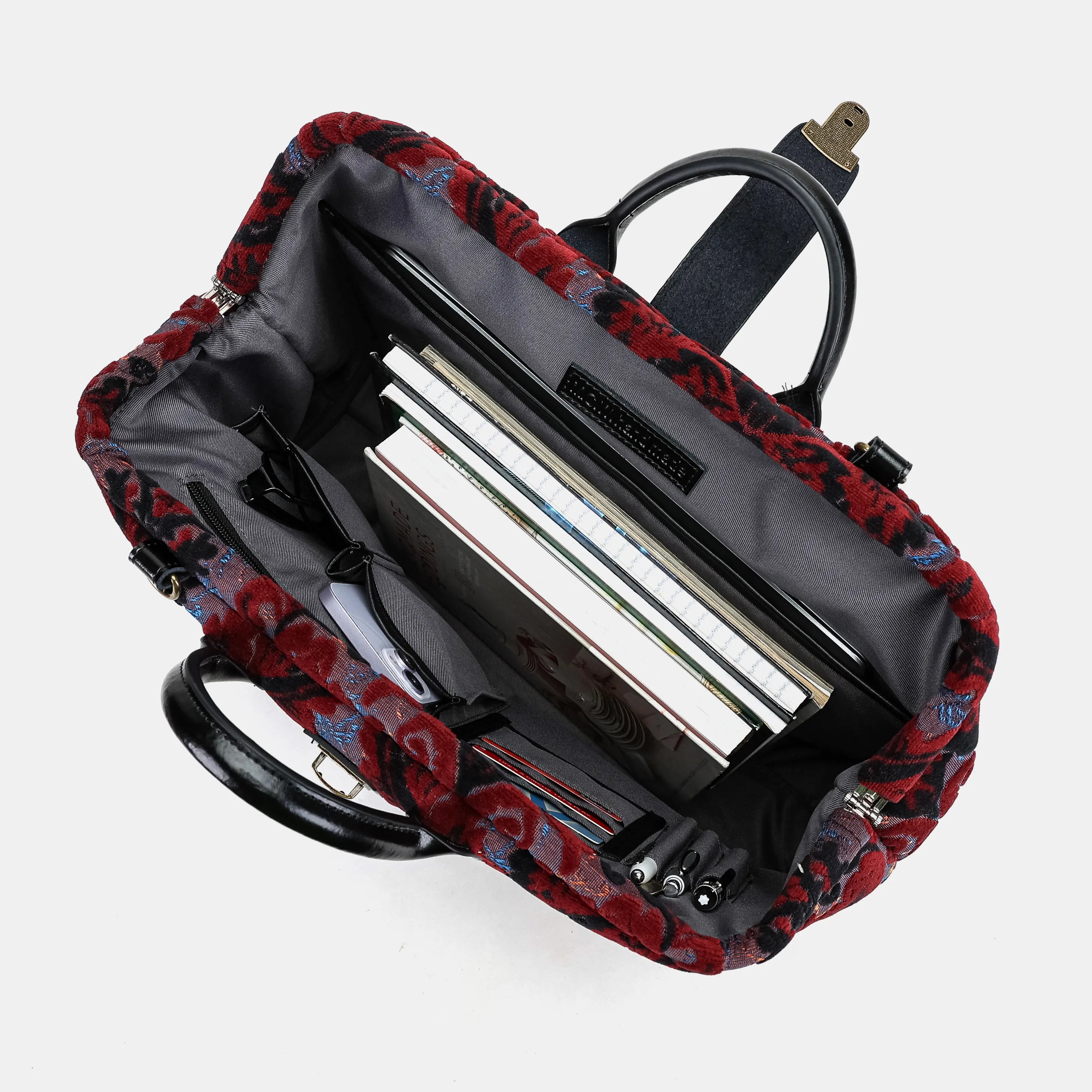 Burnout Velvet Revival Sephia Laptop Work Bag with laptop