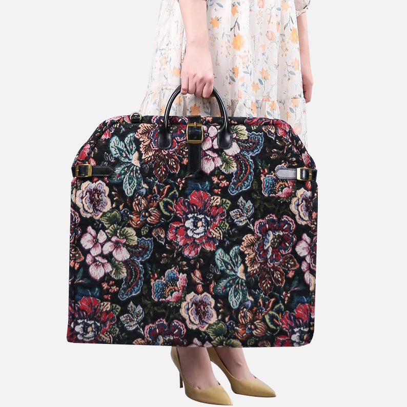 Rose Garden Black Carpet Garment Bag carpet bag MCW Handmade-1