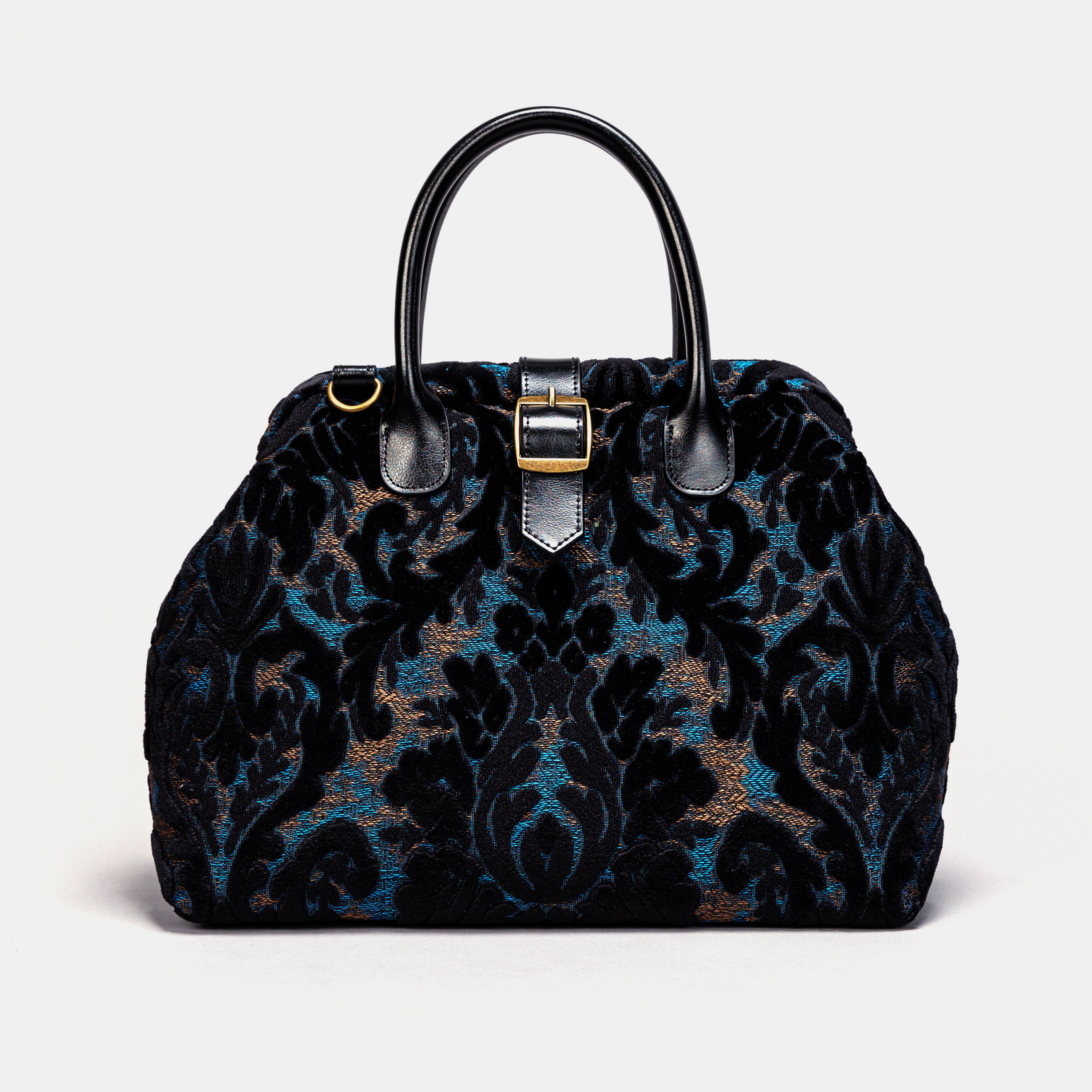 Burnout Velvet Black Carpet Handbag Purse carpet bag MCW Handmade