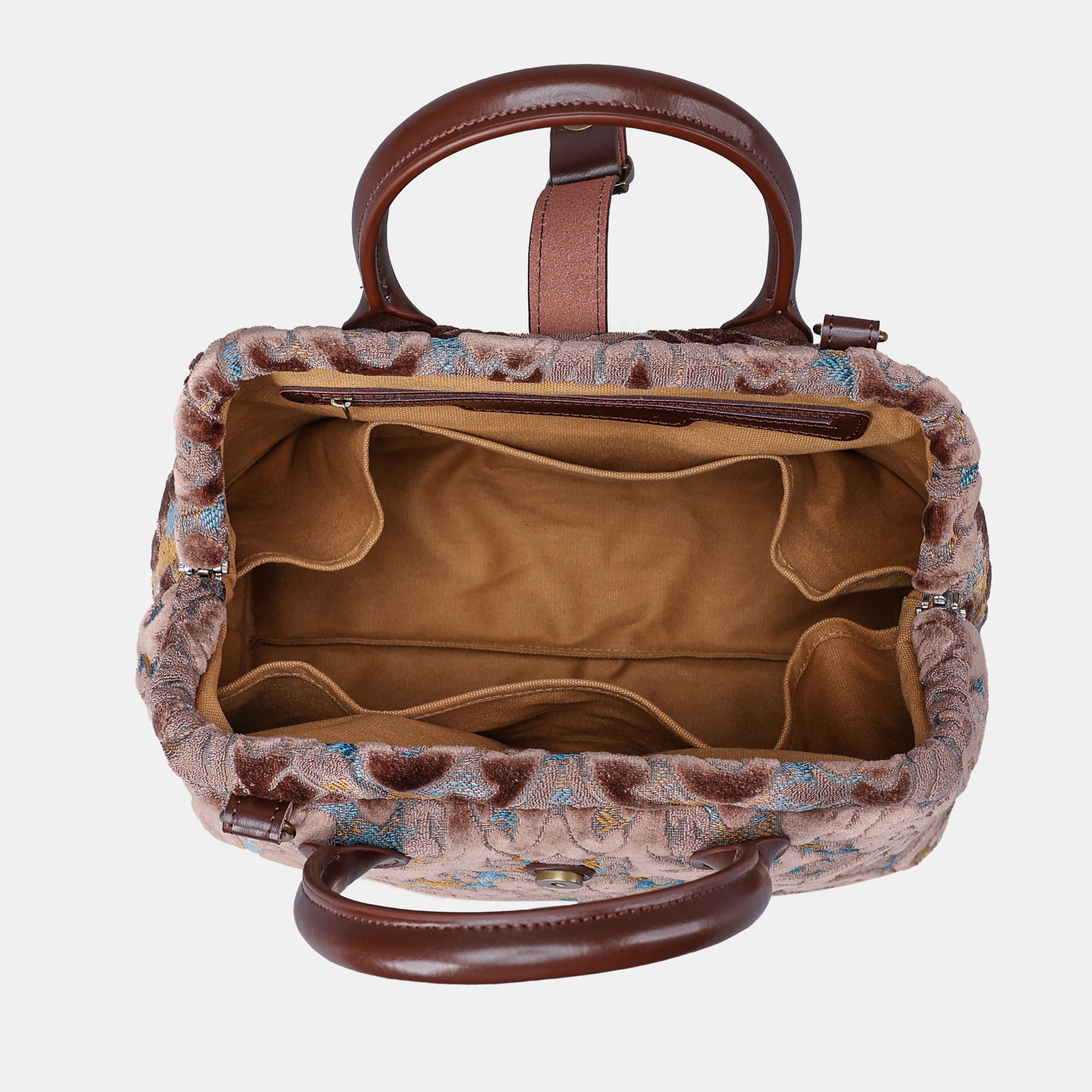 Burnout Velvet Camel Carpet Handbag Purse carpet bag MCW Handmade-4