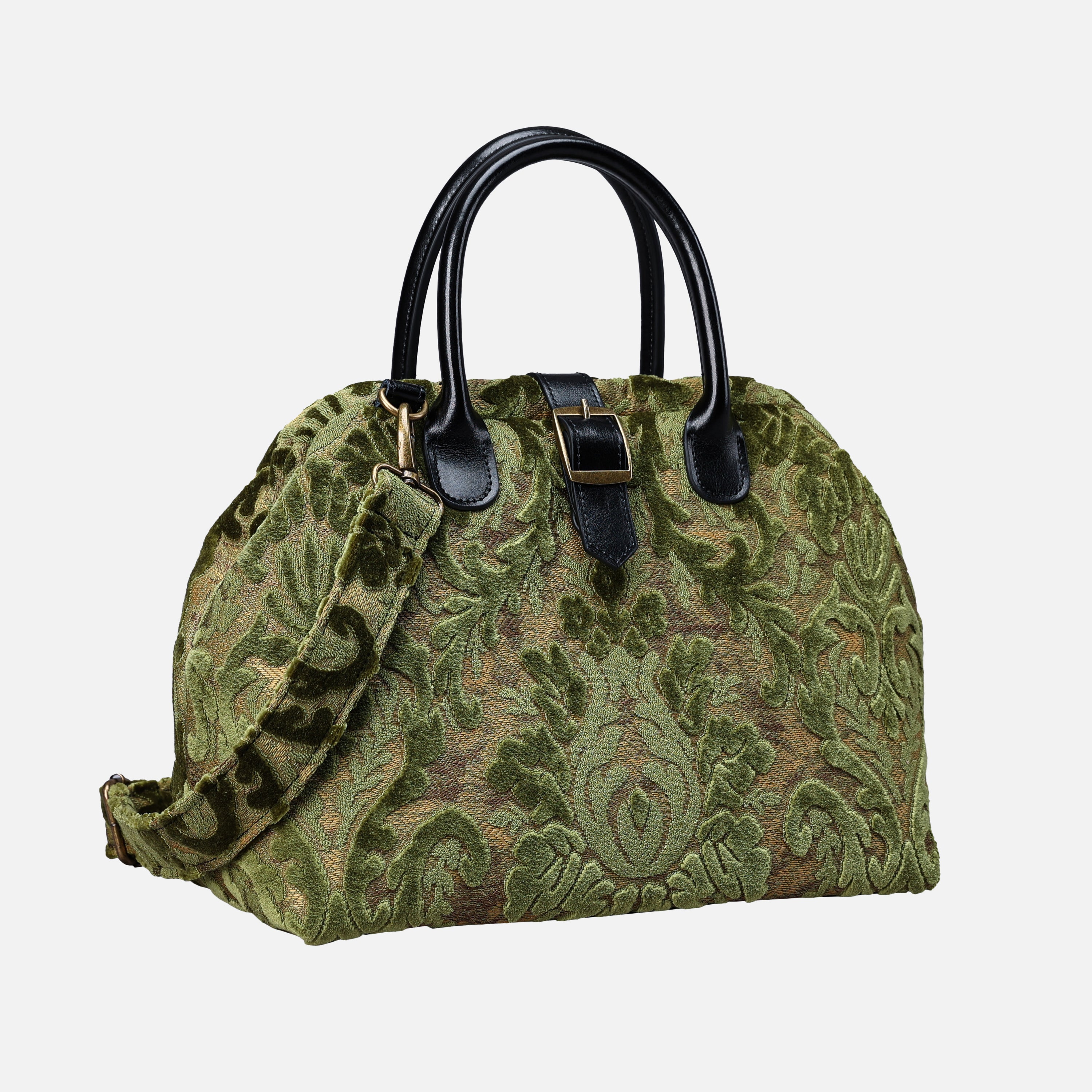 Burnout Velvet Fern Green Carpet Handbag Purse carpet bag MCW Handmade-2