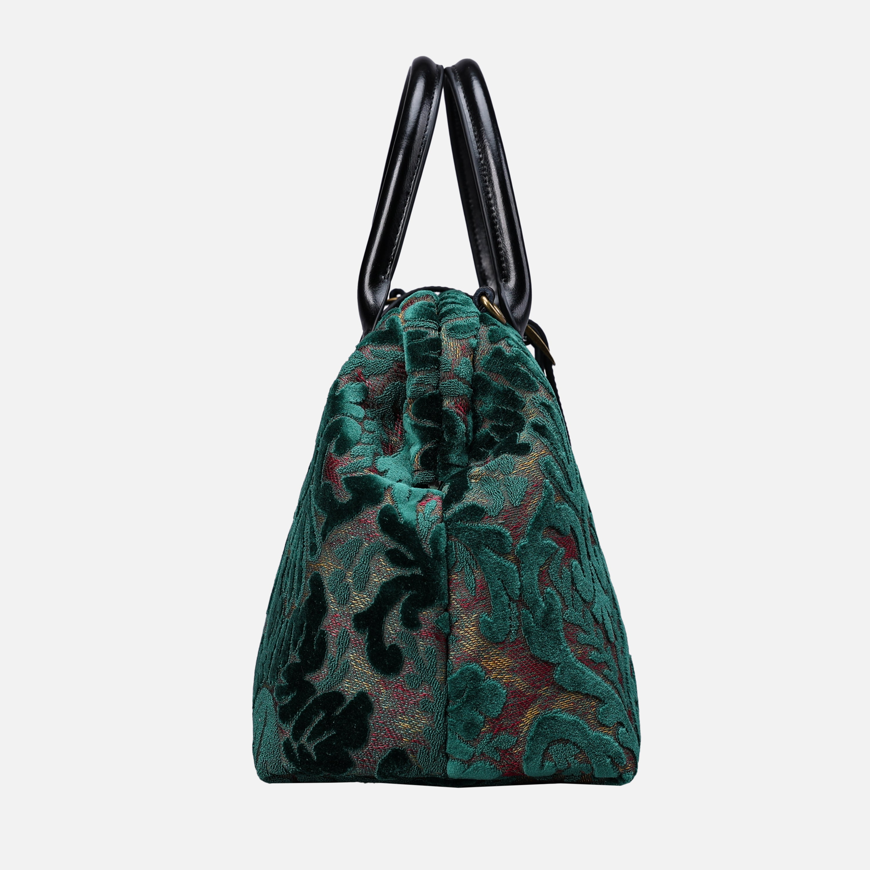 Burnout Velvet Jade Green Carpet Handbag Purse carpet bag MCW Handmade-4