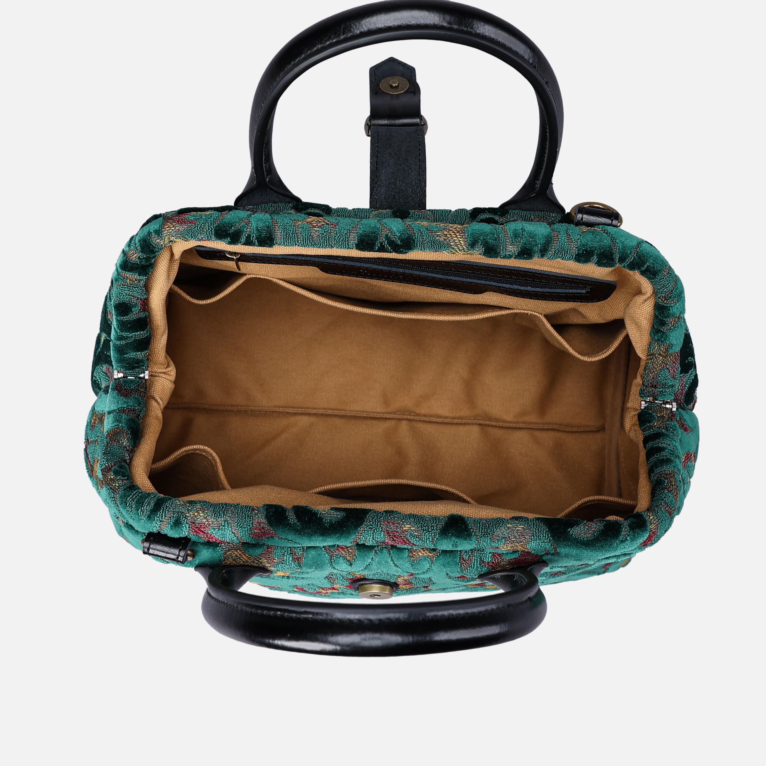 Burnout Velvet Jade Green Carpet Handbag Purse carpet bag MCW Handmade-6