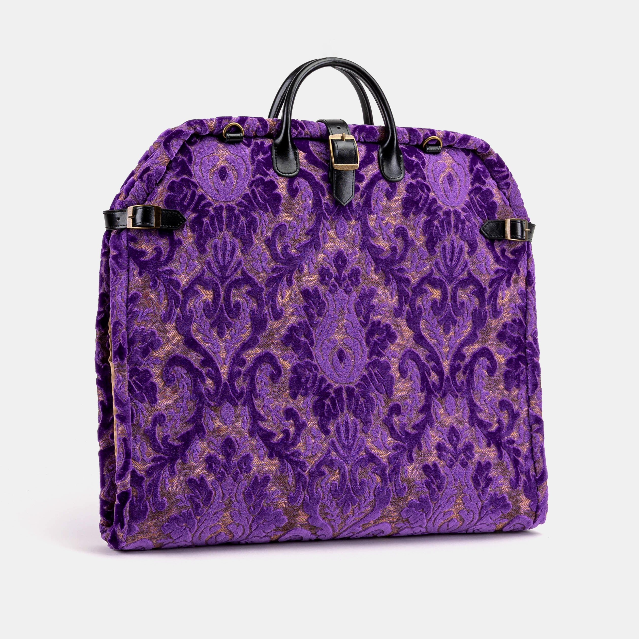 Burnout Velvet Purple Carpet Garment Bag Carpetbag of America  front side