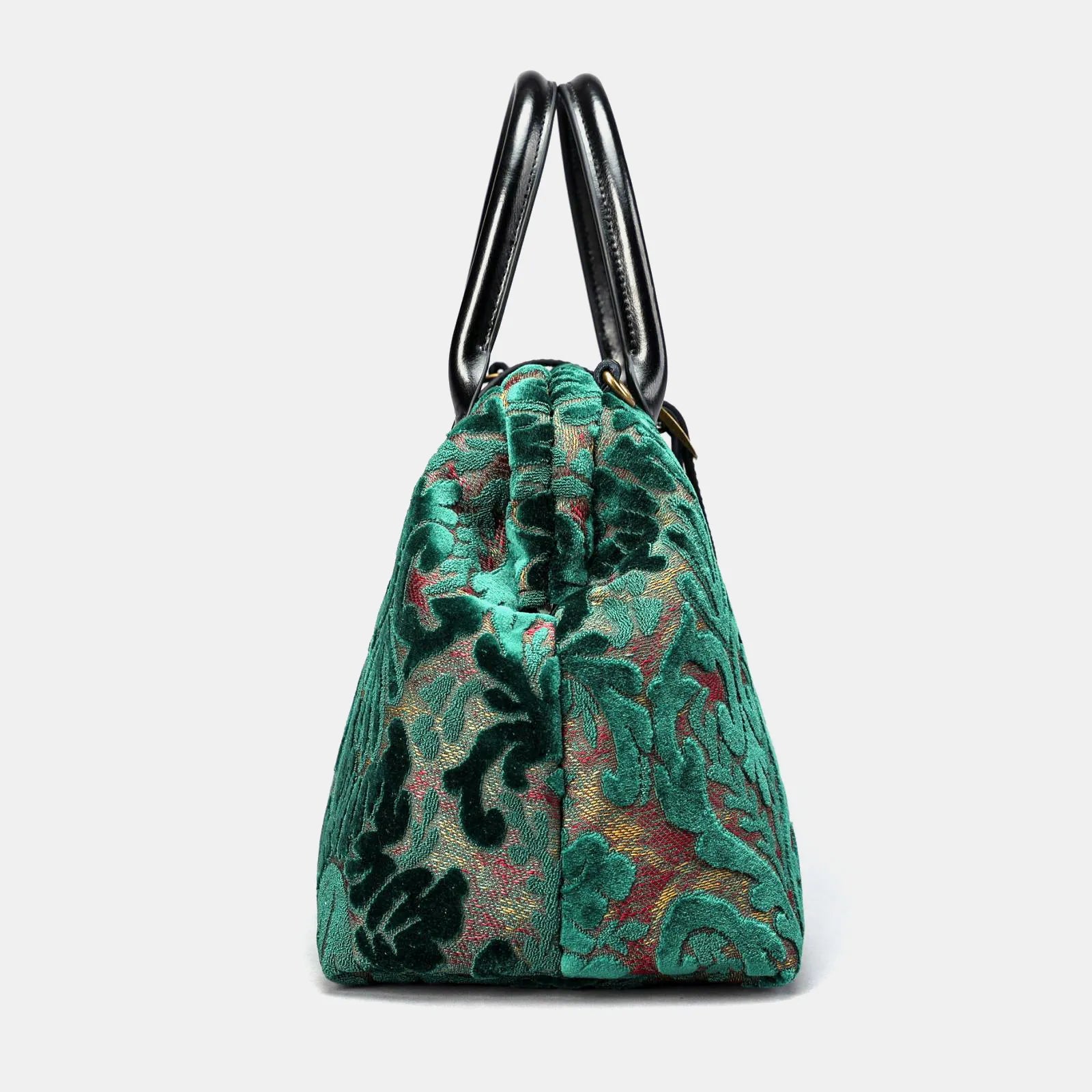 Burnout Velvet Jade Green Carpet Handbag Purse of America side