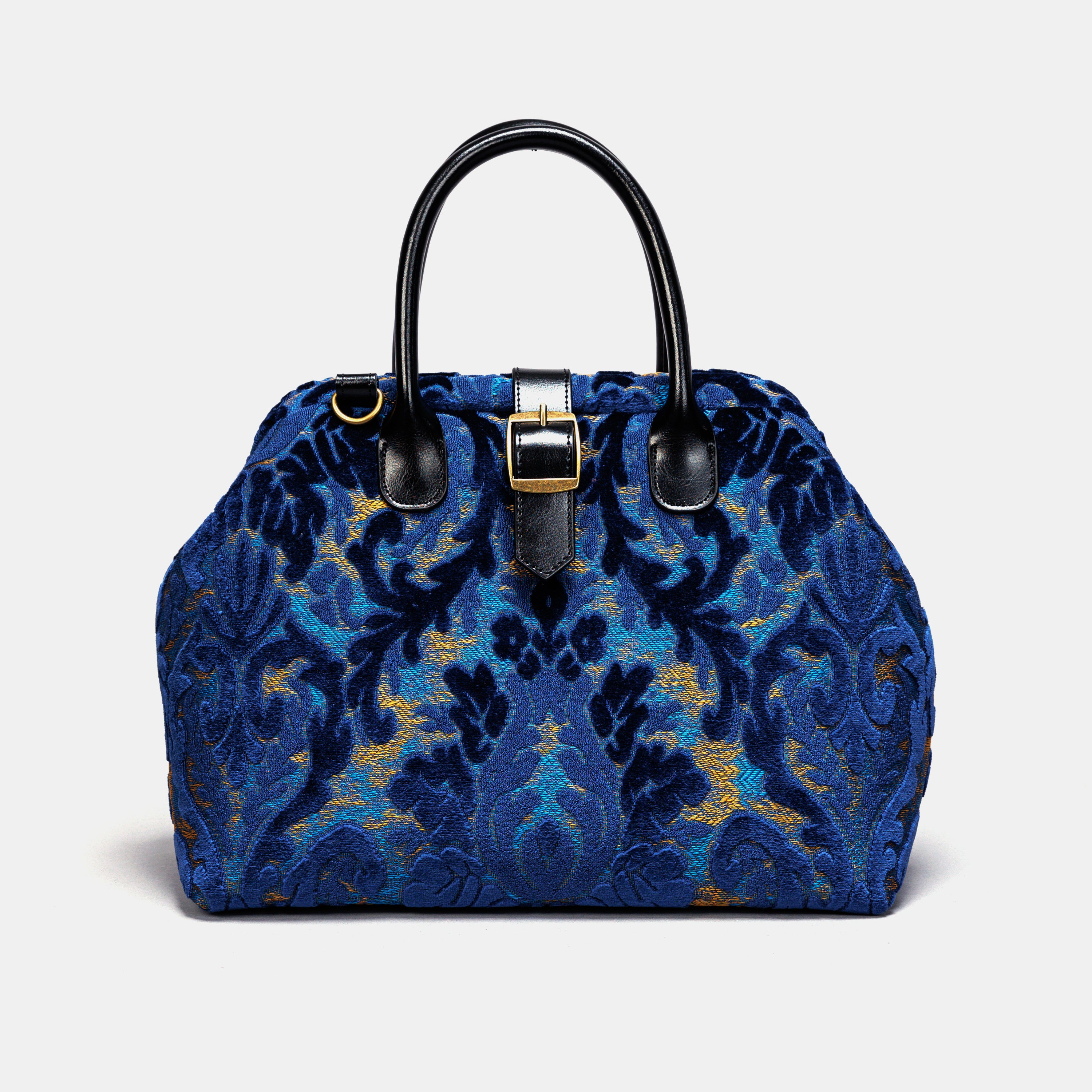 Burnout Velvet Navy Carpet Handbag Purse carpet bag MCW Handmade