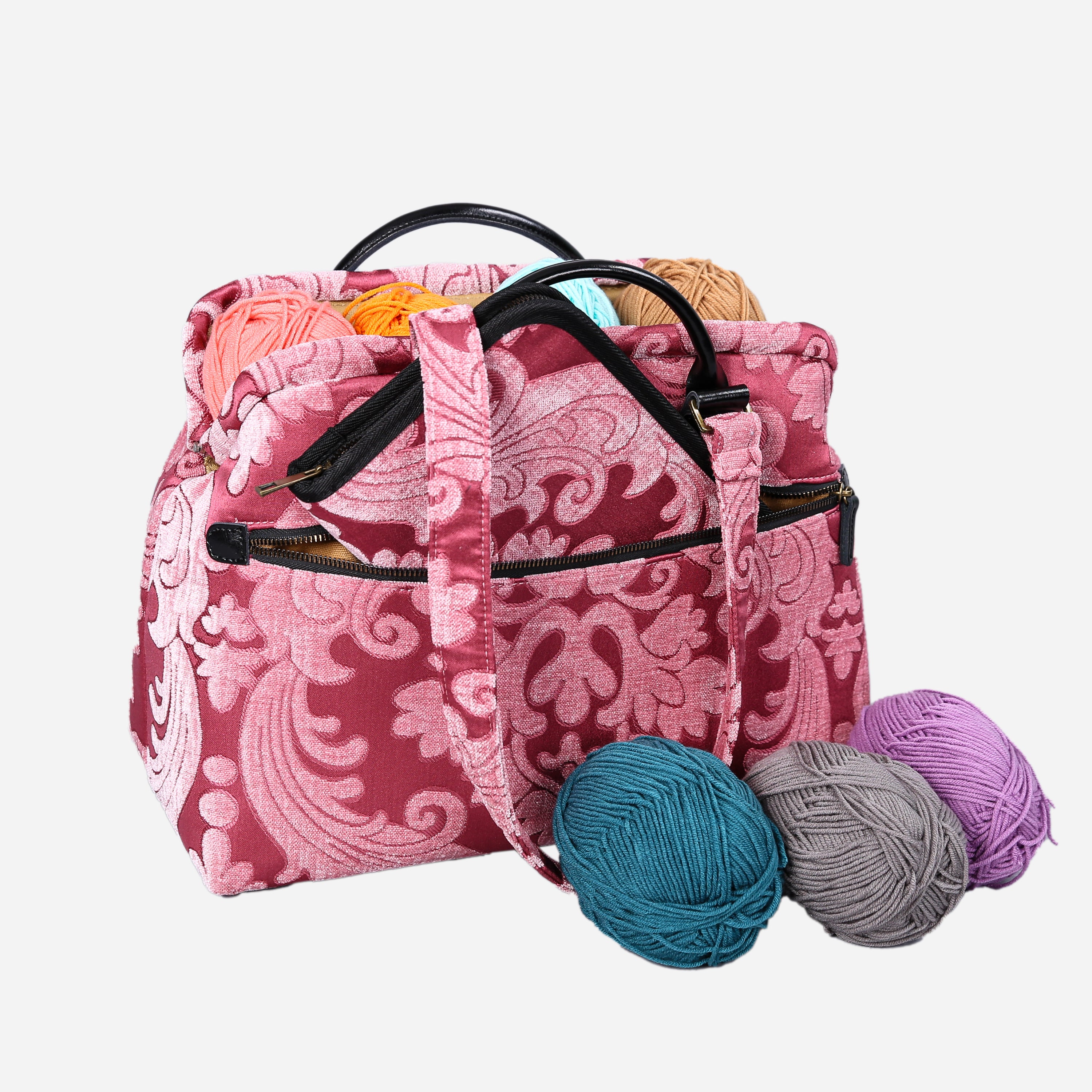 Queen Rose Pink Knitting Project Bag MCW Handmade-3