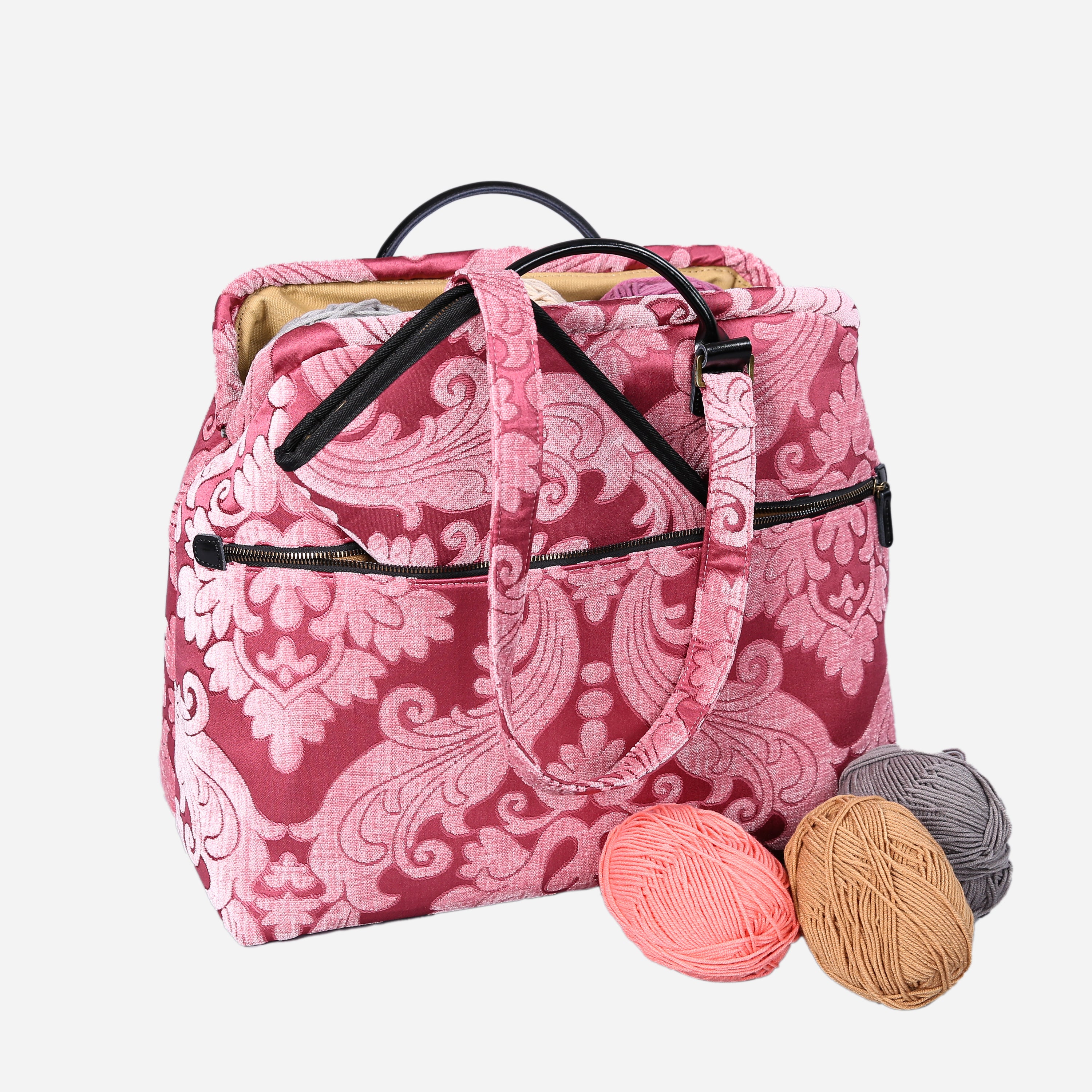 Queen Rose Pink Knitting Project Bag MCW Handmade-2