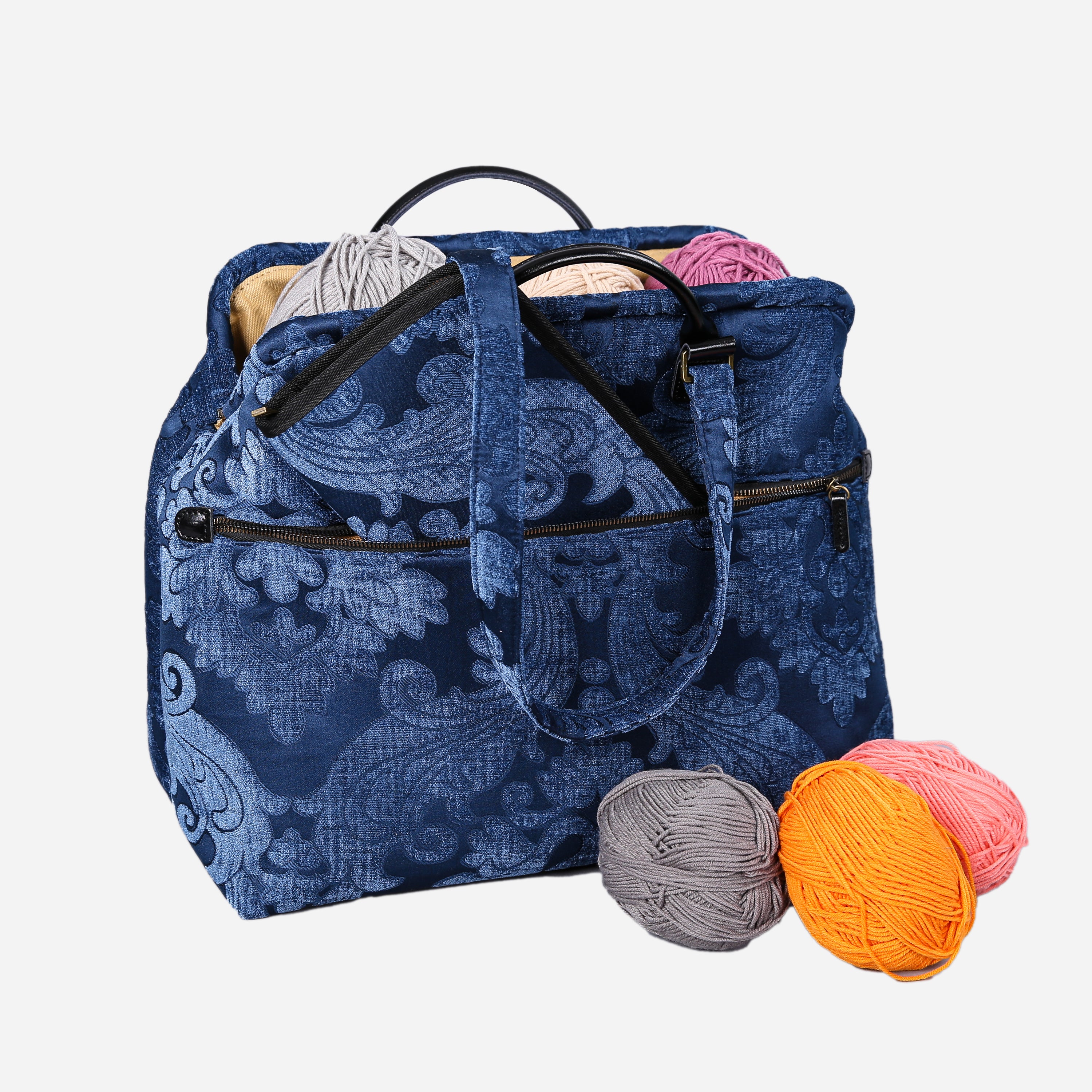 Queen Royal Blue Knitting Project Bag MCW Handmade-2