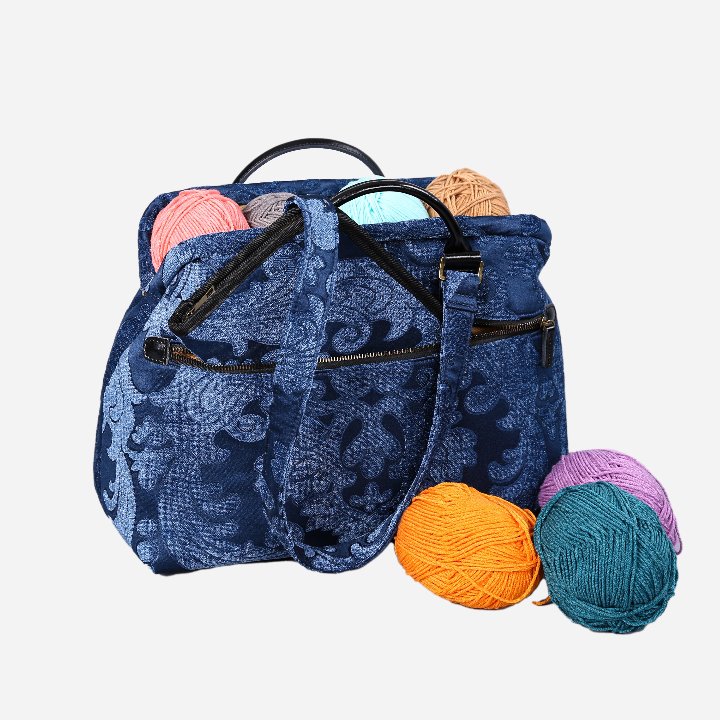 Queen Royal Blue Knitting Project Bag MCW Handmade-3