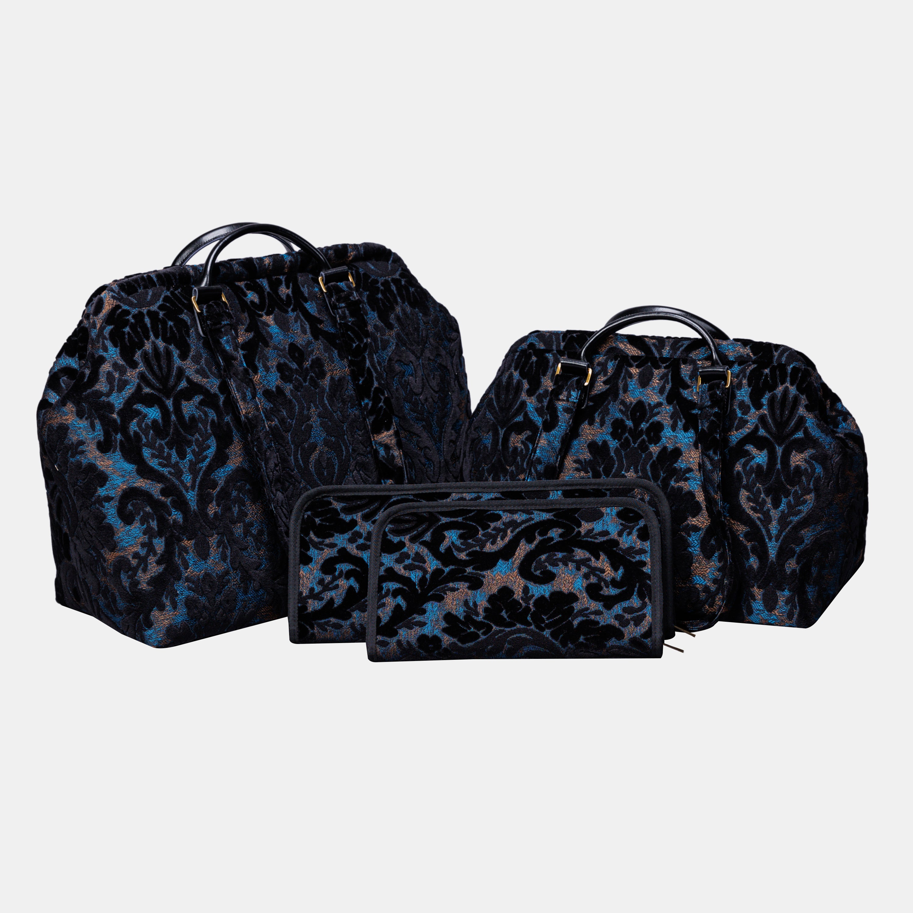 Burnout Velvet Black Knitting Project Bag MCW Handmade-1