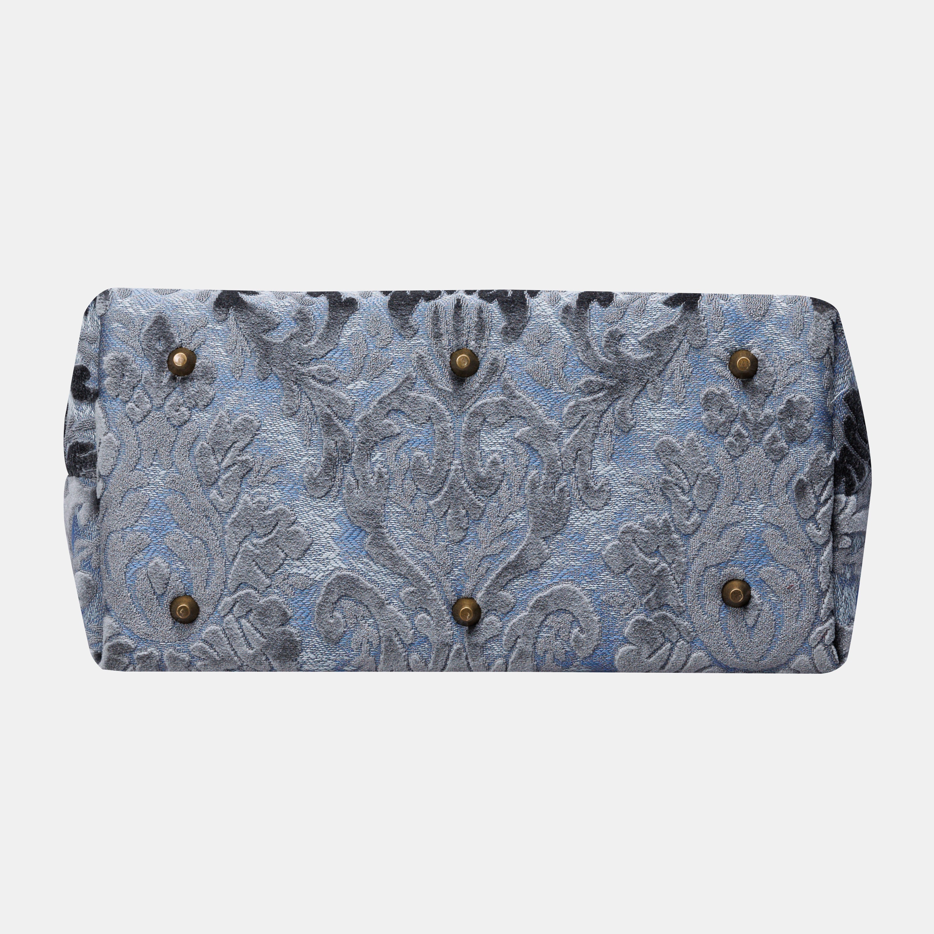 Burnout Velvet Steel Blue Knitting Project Bag MCW Handmade-10